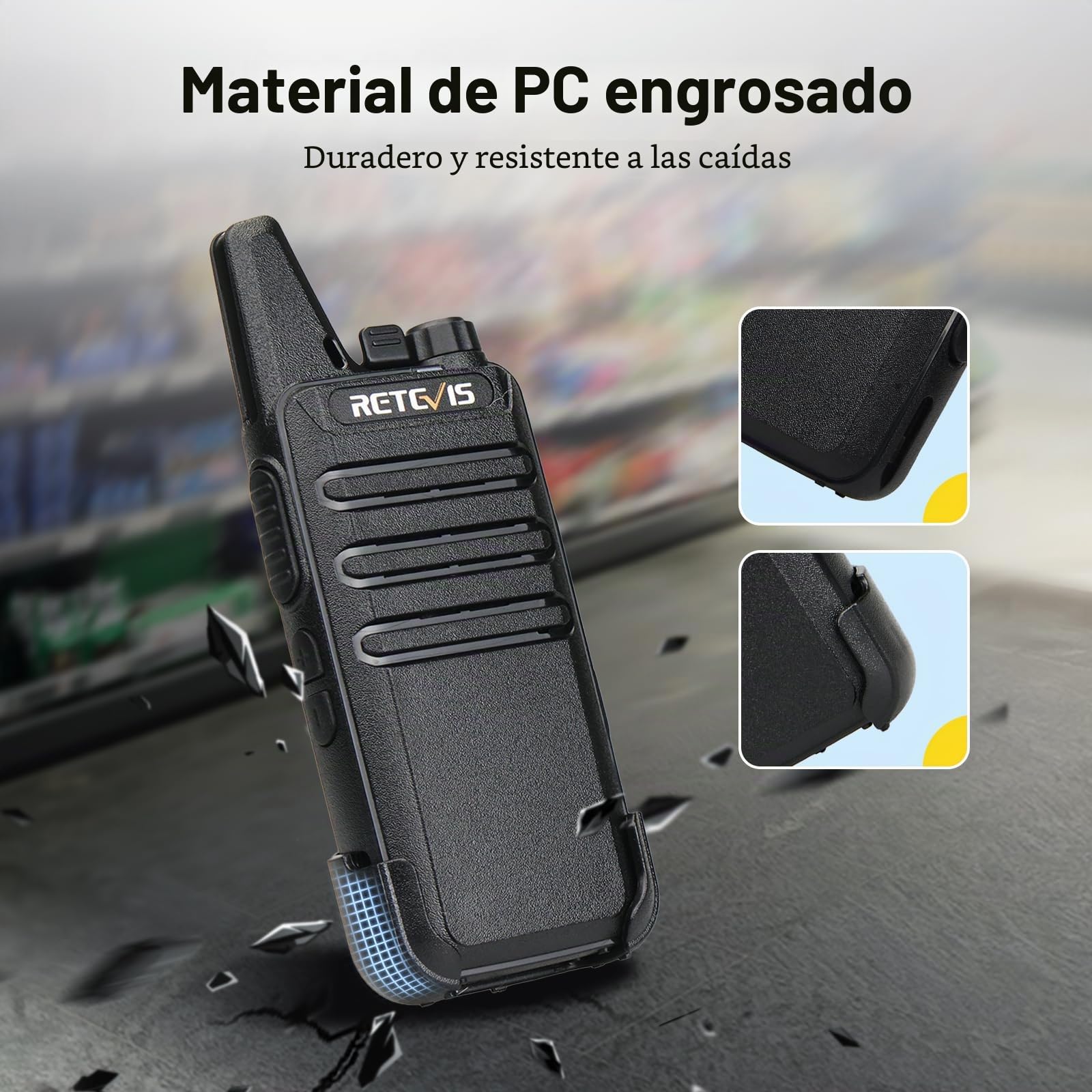 Retevis RT622 Walkie Talkie, Mini Walkie Recargable, PMR446 Licencia Libre, VOX Squelch CTCSS/DCS, Emergencia Walkie-Talkie Profesional para Adultos, Colegio (Negro, 4 Piezas)