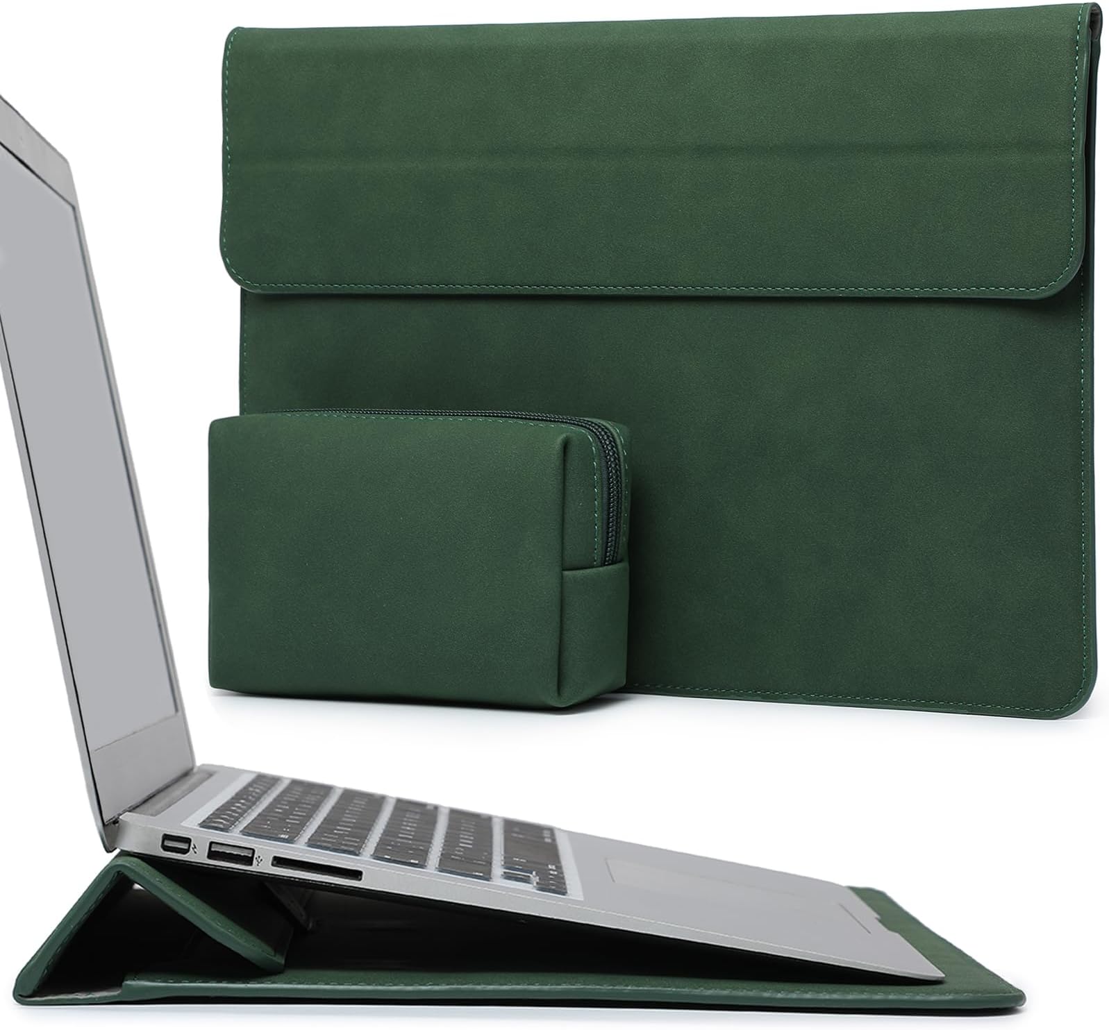 13 Inch Laptop Case Sleeve with Stand for 2026-2018 MacBook Air 13 M5 M4 M3 M2 M1, 2026 13" MacBook Neo, 2026-2016 MacBook Pro 13 M2 M1, iPad Pro/Air 13, Surface Pro 12-3, XPS 13, Midnight Green