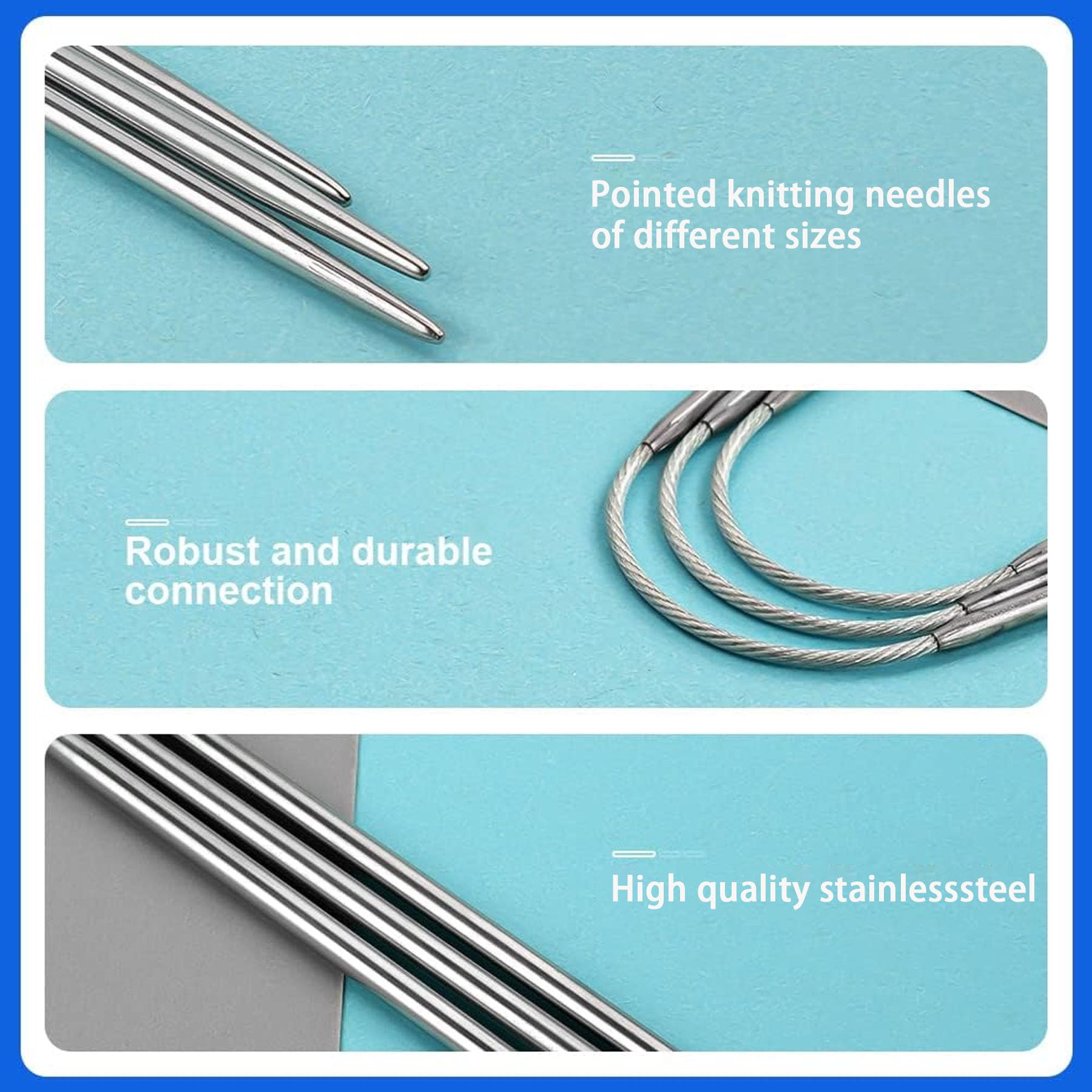 Set 12 Ferri Circolari Per Calze - Ferri Da Maglia Metallici 2-4mm Per Cappelli E Guanti - Foto 12