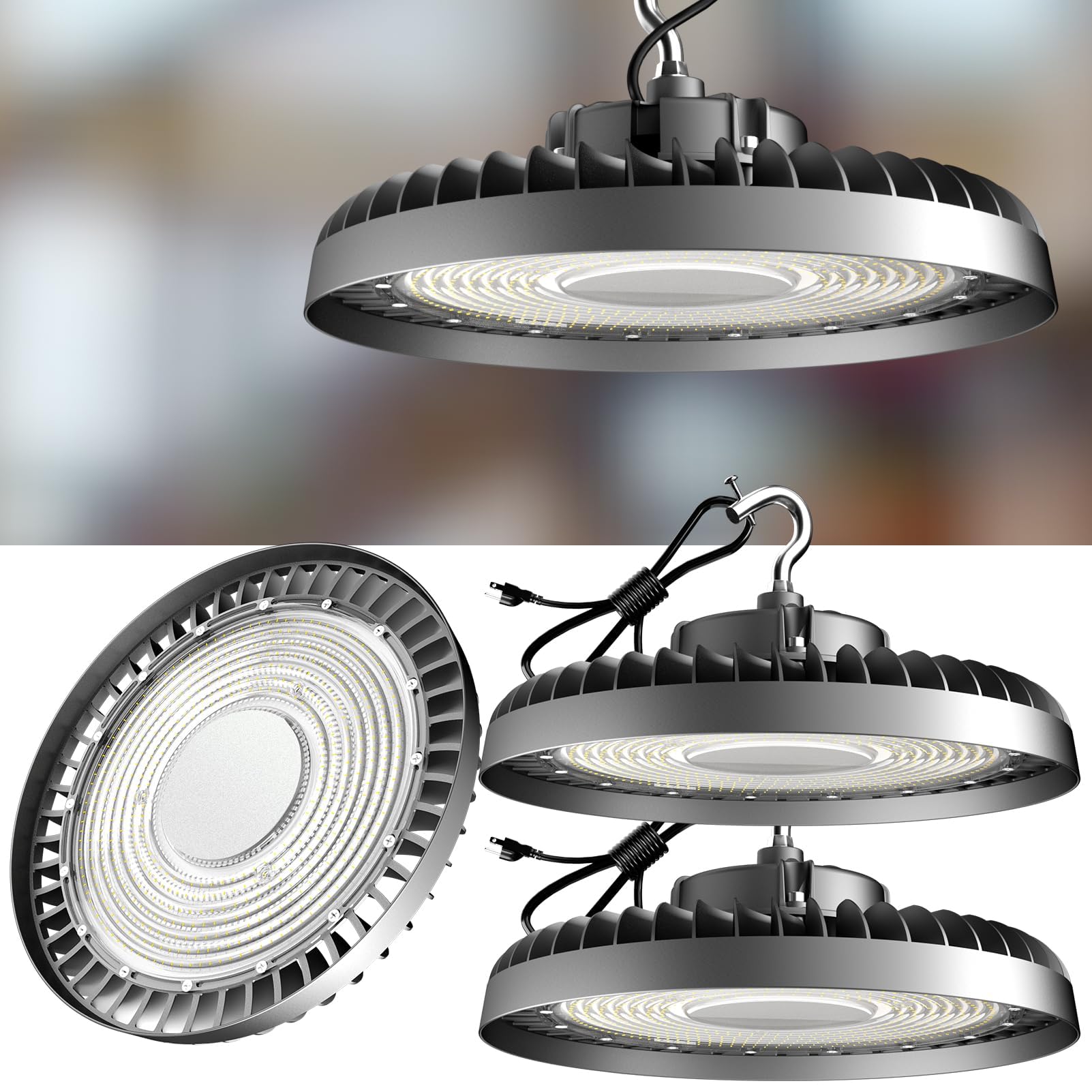 Lightdot 500W LED High Bay Light Fixtures 75000lm (Eqv.2000W MH/HPS) High Bay LED Lights, 5000K Daylight High Bay Shop Light, AC100-277V with US Plug UFO Light for Commercial Warehouse