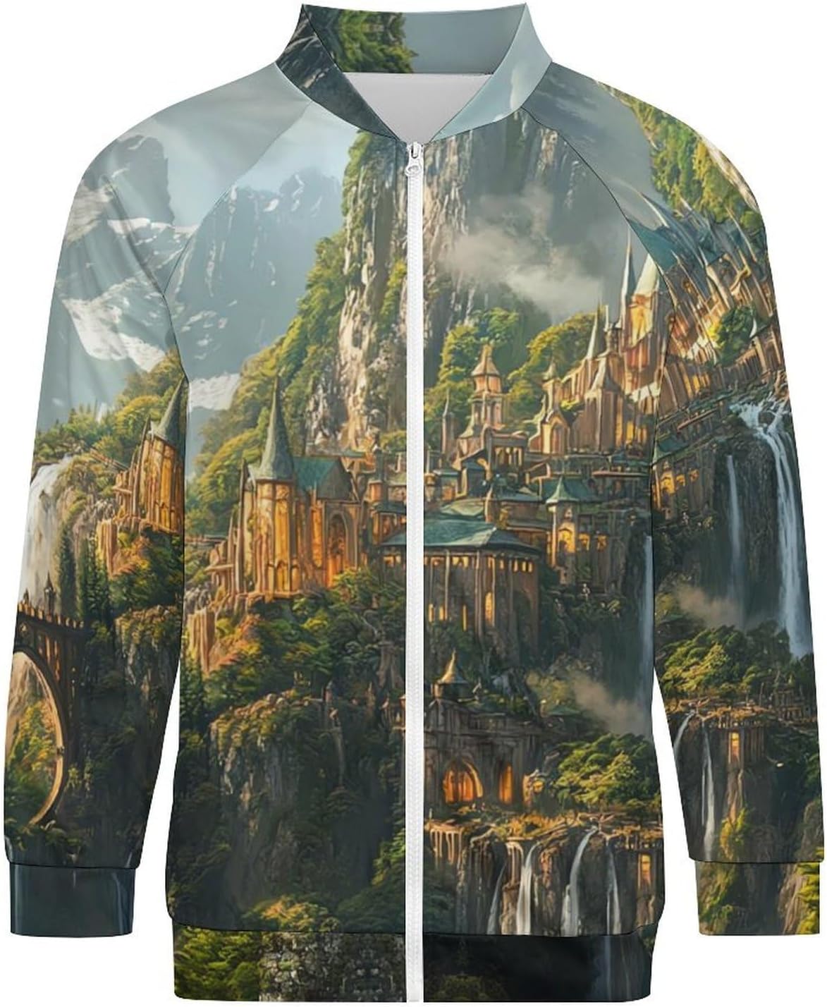 Landscape Castle Men's Zip Up Sweatshirt Casual Sweater Jackets Long Sleeve Tops Lightweight Coat