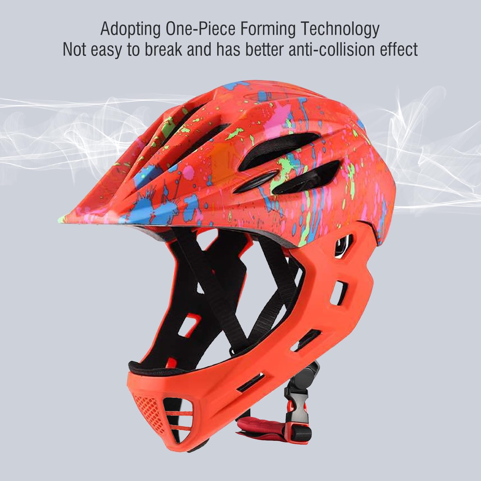 Full Face Adjustable Kids Bike Helmets, Lightweight Toddler Helmets with LED Light, Ventilation, for Sun Protection with Sponge Pad (M) — view 3