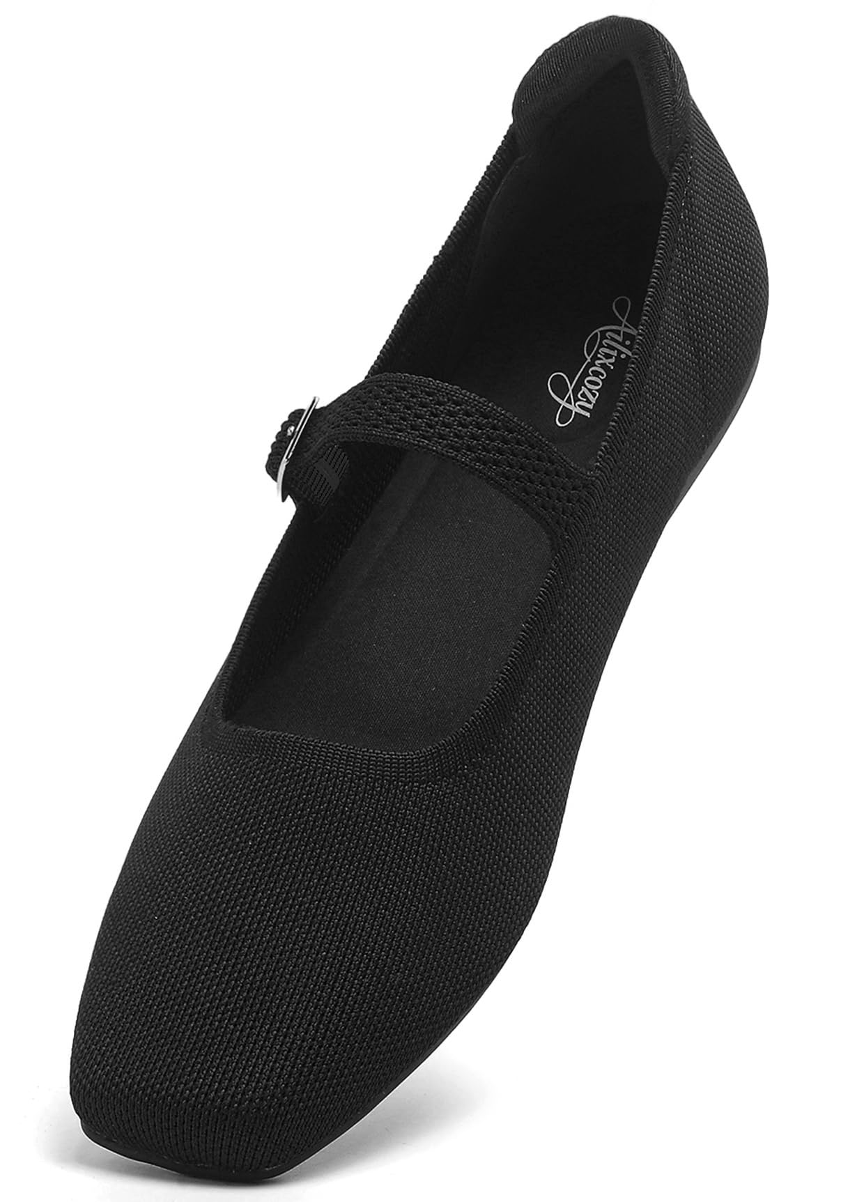 Ballerinas damenn, Mit Quadratischer Zehenpartie Mary Jane Schuhe, Komfortable Verstellbare Riemen Waschbare Casual Büro Schuhe