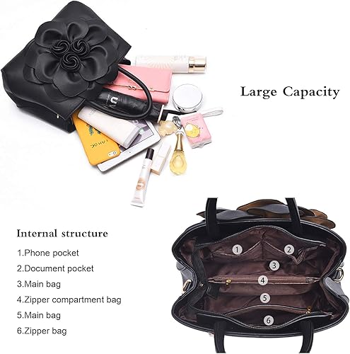 Vista 4 de Segater® Bolsos de mano superior para mujer, bolsos cruzados de cuero de la PU elegantes Rosado