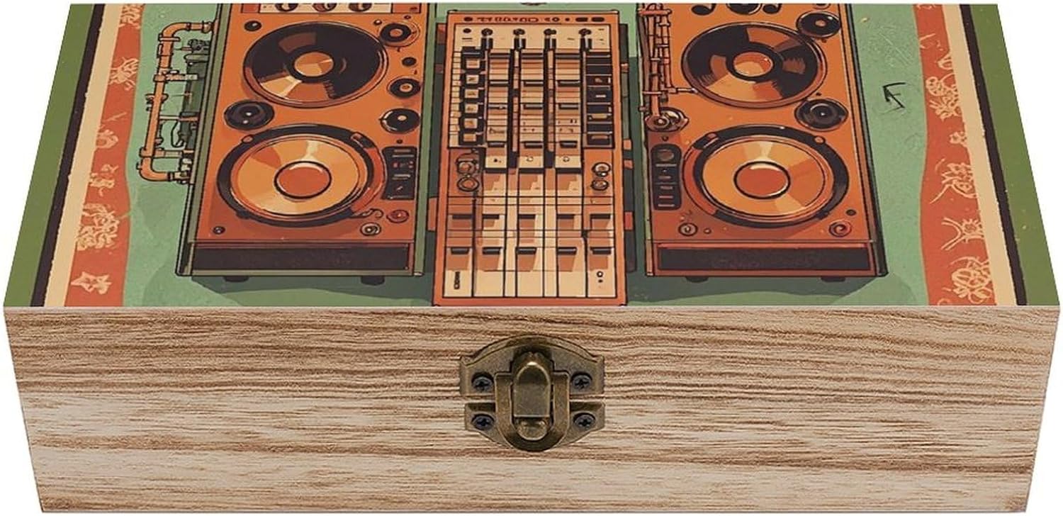 Wood Boxes with Hinged Lid Jazz Music Equipment Wooden Storage Box for Crafts Jewelry DIY Painting Gift Packaging Lightweight Jewelry Organizer Box for Women Decorative Boxes