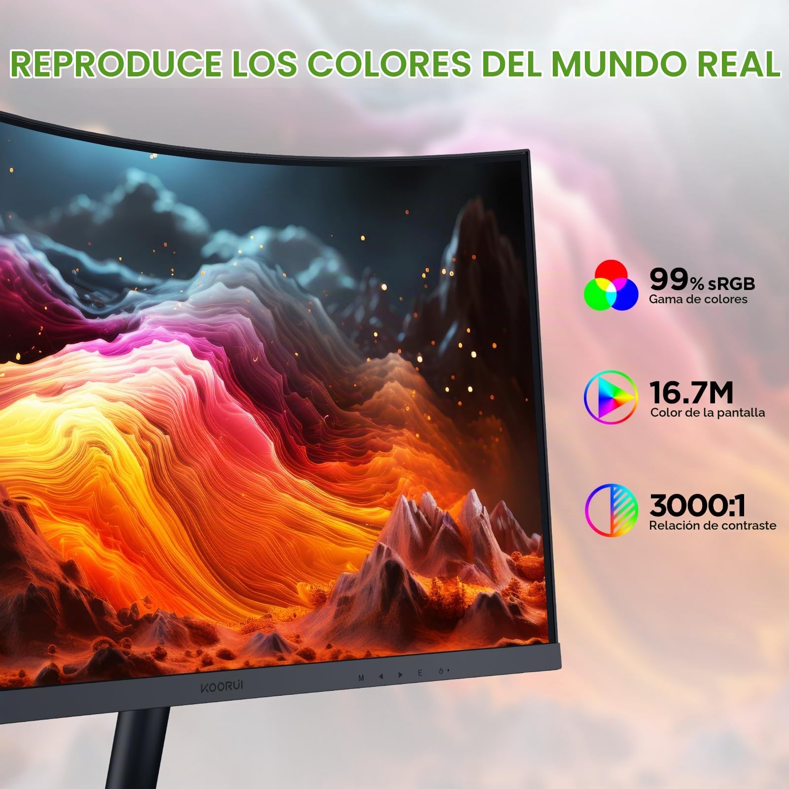 KOORUI 27" Monitor Curvo 75Hz Pantalla Full HD VA 3000:1, 27N5CA | 1920 x 1080, Curvatura 1500R, HDMI 1.2, VGA, antirreflejo, inclinable y tecnología Eye Ease negro