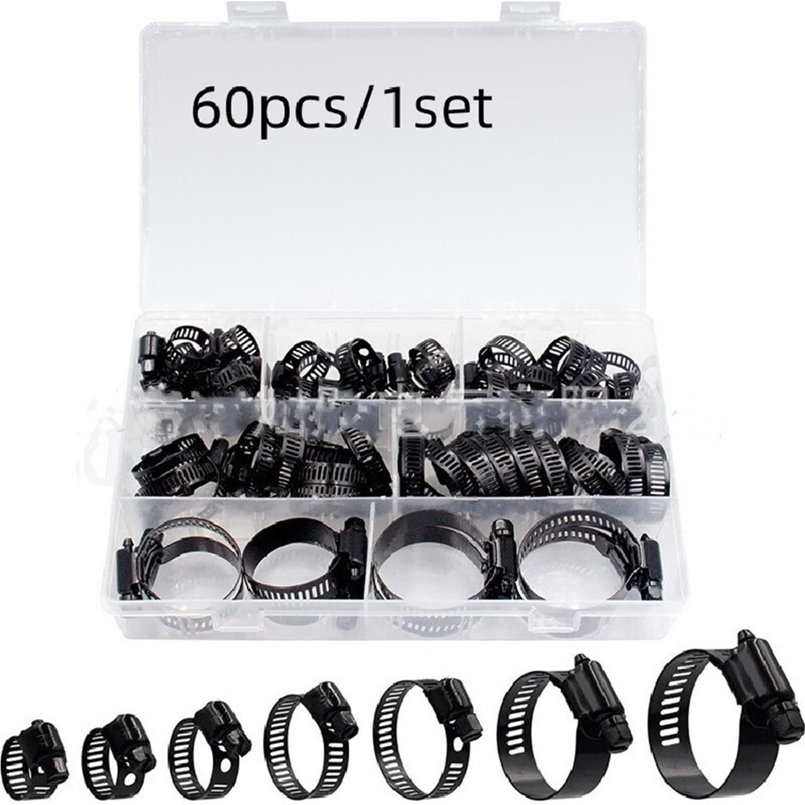 60-teiliges verstellbares Schneckengetriebe-Schlauchschellen-Set aus Edelstahl – Bereich 6–38 mm for Holzbearbeitungs- und Heimwerkerprojekte