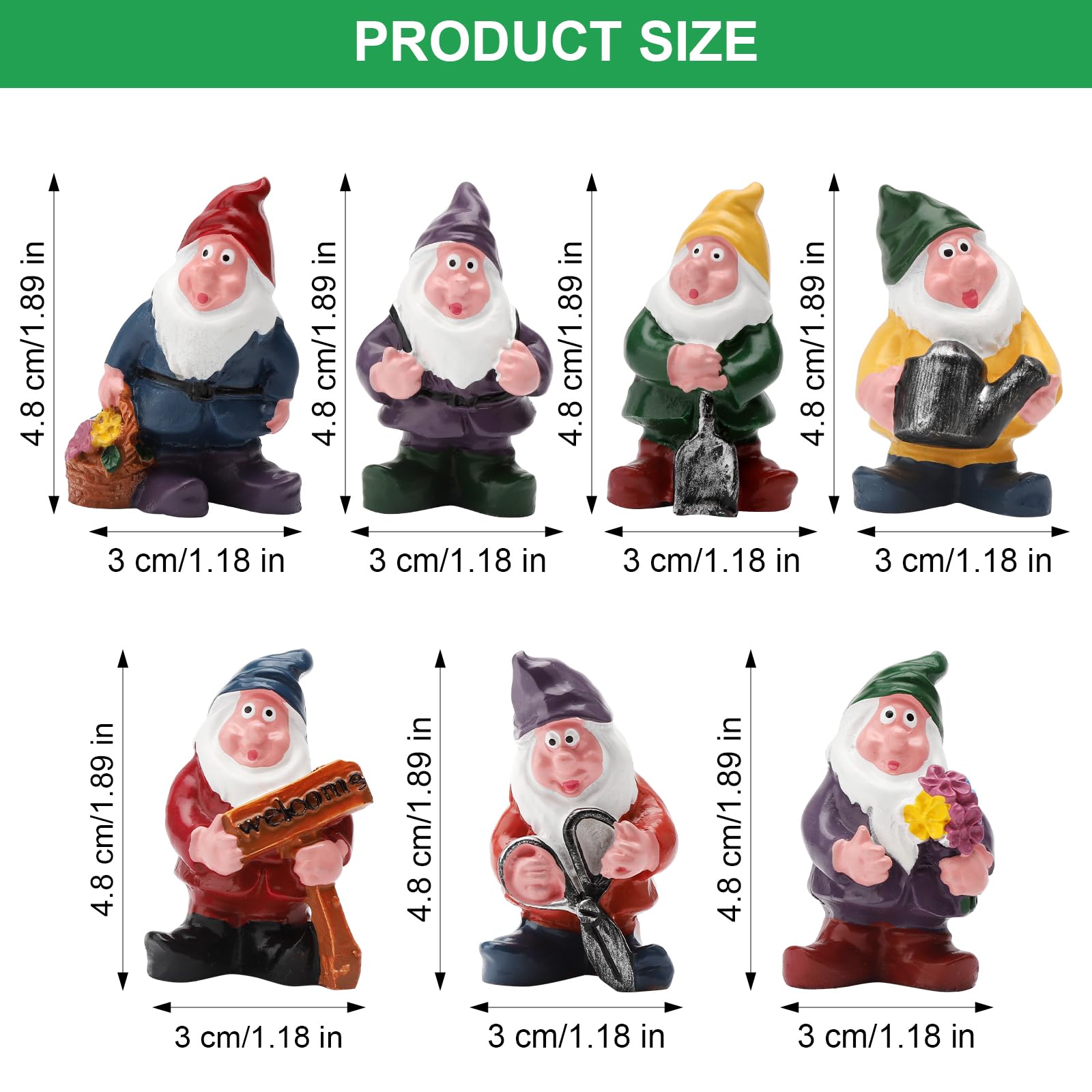 Set Di 22 Statuette Gnomi Per Giardino Fatato | Decorazioni In Resina Dipinte A Mano | Personaggi Per Interni/Esterni - 2