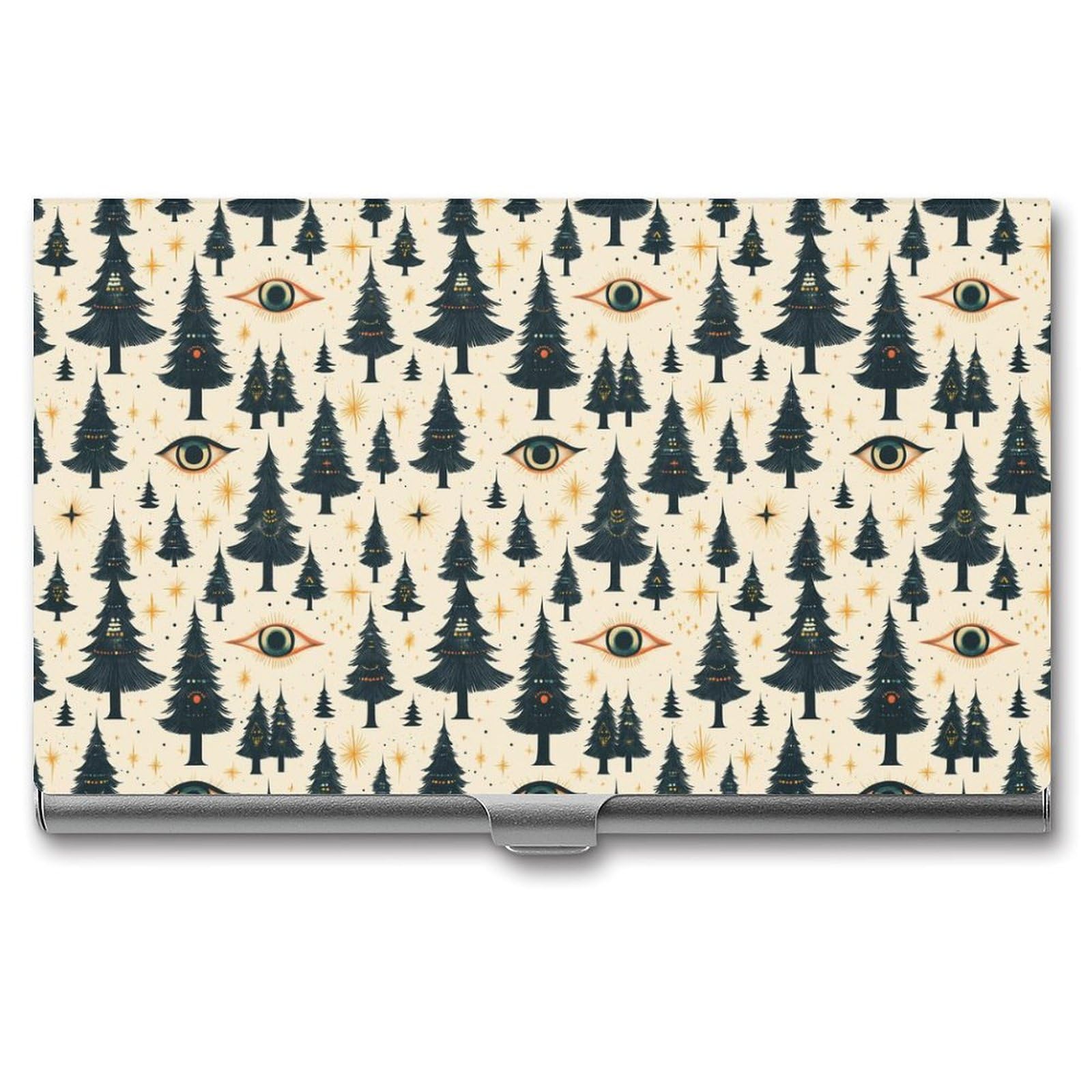 DULAHR Forest Evil Eye Business Card Holder Pocket Business Card Case Metal Case Name Card Holder Men Women