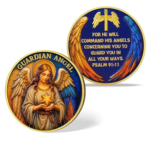 Guardian Angel Christian Challenge Coin – Psalm 91:11 Prayer Medallion