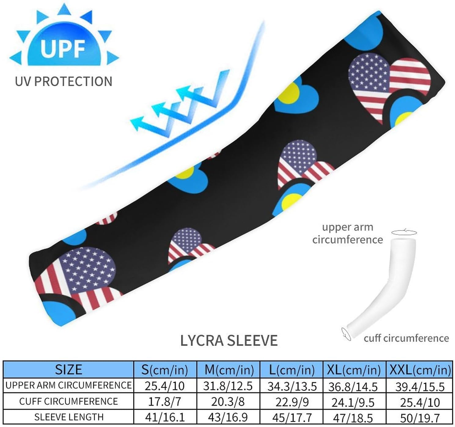 Palau U.S. Flag Arm Sleeves Cooling Sun Protection Sports Compression for Golf Basketball