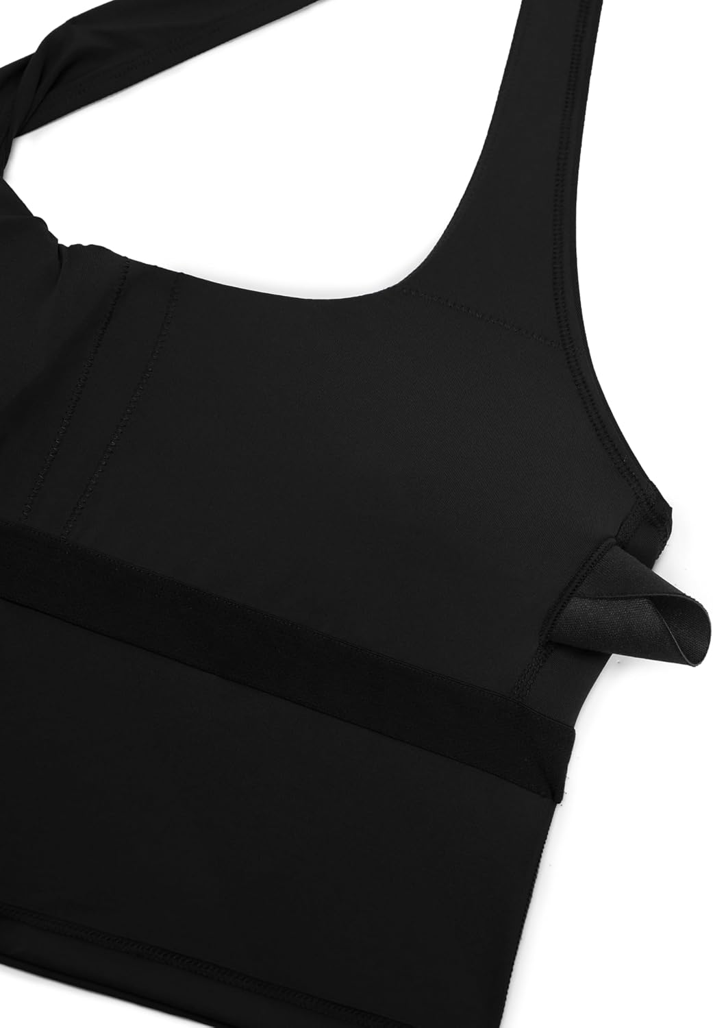 CRZ YOGA Halter Longline Bikini Tops | Removable Pads, A-D Cup, Scoop Neck, Backless, Swim, Bathing Suit Tank for Women