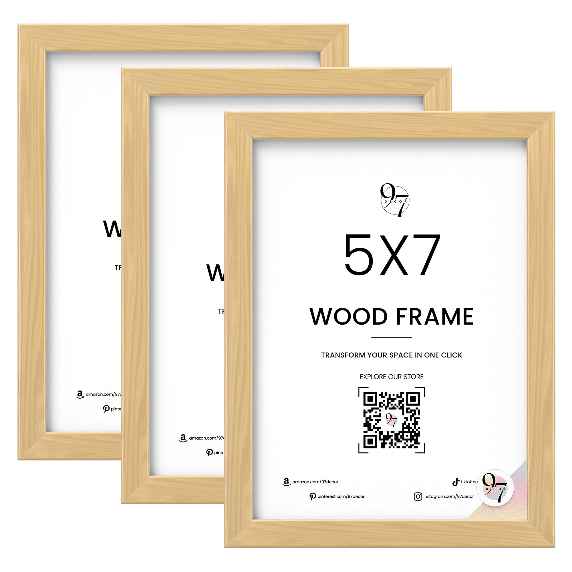 Cadres photo en bois 12,7 x 17,8 cm lot de 3 beige pour décoration murale naturelle