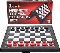 Vista 2 de Magnetic Checkers Board Game and Magnetic Checker Pieces, 9.8 x 9.8 inches Mini Portable Travel Set