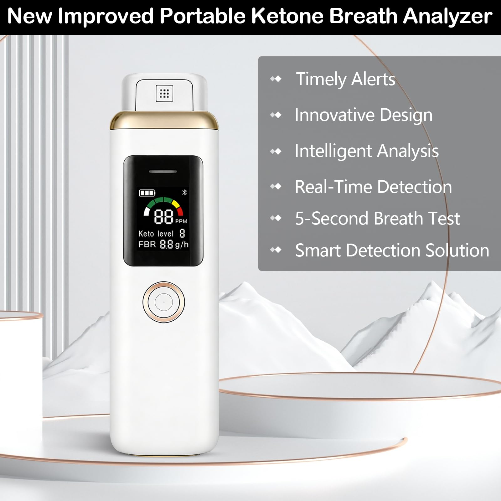 Ketone Atemmessgerät, Professioneller Digitaler Ketone Atemanalysator, Neuer Verbesserter Tragbarer Ketone Atemtester, Hochpräzises Ketone Messgerät zur Erkennung von Diät und Ketosestatus
