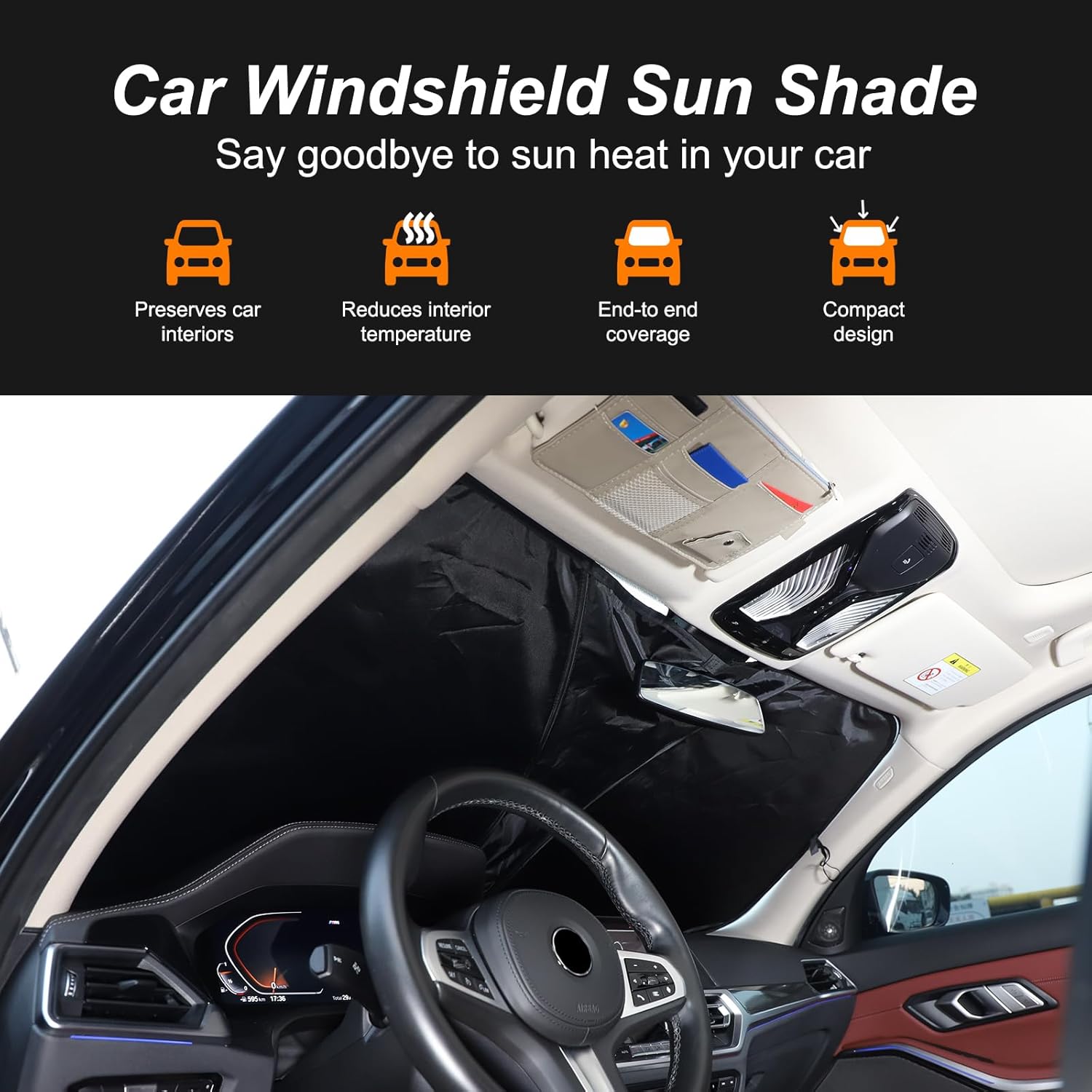 Windshield Sun Shade Compatible with BMW 3 Series/4 Series/i3/i4 2020-2025 Accessories, Front Window Shades Cover for Windshield Sun Visor Screen Protector, Block UV Rays Cool