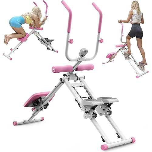 KINMAC 2 in 1 Stair Stepper & Ab Workout Machine - Multi-Function Trainer-Upgrade High-Efficiency Stairmaster & Ab Trainer Machine Full-Body Exercise Equipment for Home Gym Exercise -White Pink