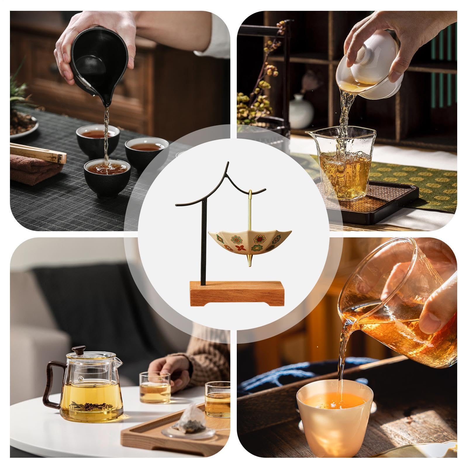 Colino Da Tè Ombrello Colino In Ceramica A Forma Di Ombrello Con Base A | Filtri Per Tè A Foglie Sfuse Per Lavello, Spiaggia, Ufficio, Casa, Viaggio, Cucina, Ebollizione Ed Infusione