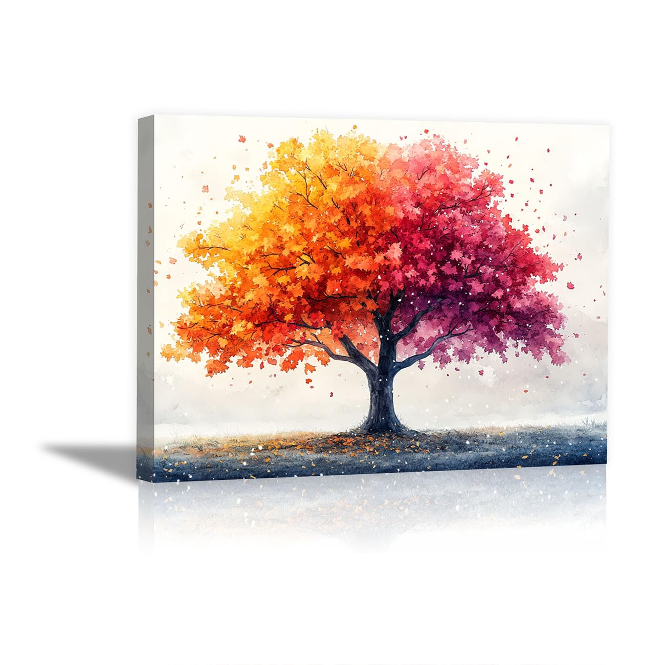 TODOAA Cuadro Arbol Abstracto Lienzo Nórdico Cuadros Paisaje arbóreo natural Decoracion Salon Lienzo, Dormitorios Para Comedor Oficina Pasillo Cocina Y Baño（rojo-50x70cm Enmarcado