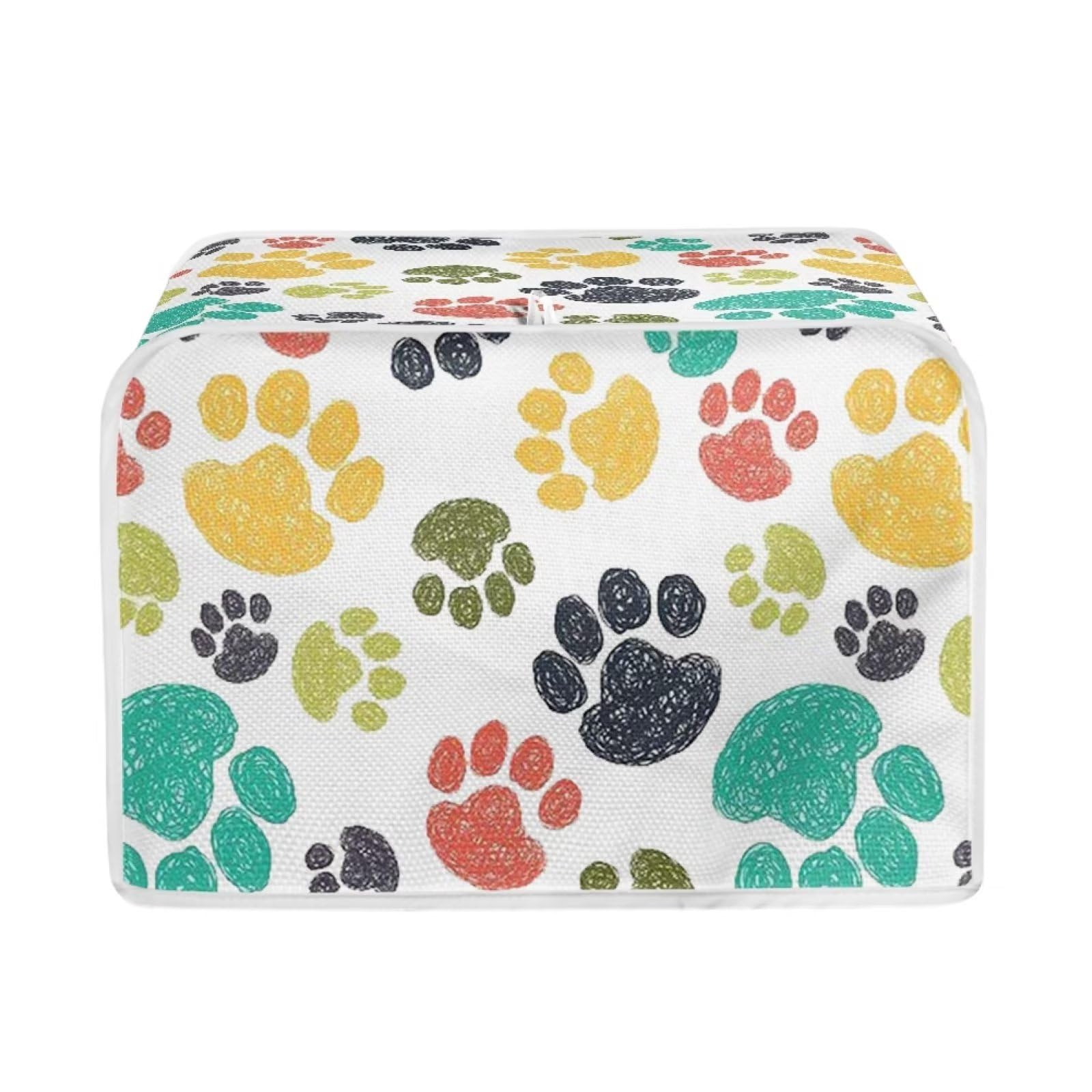Nopersonality Dog Paw Toaster Covers Pscrowave Oven for 4 Slice Toaster, Dust and Fingerprint Protection with Top Hook for Easy Storage Polyester Quilted Kitchen Accessories Decor