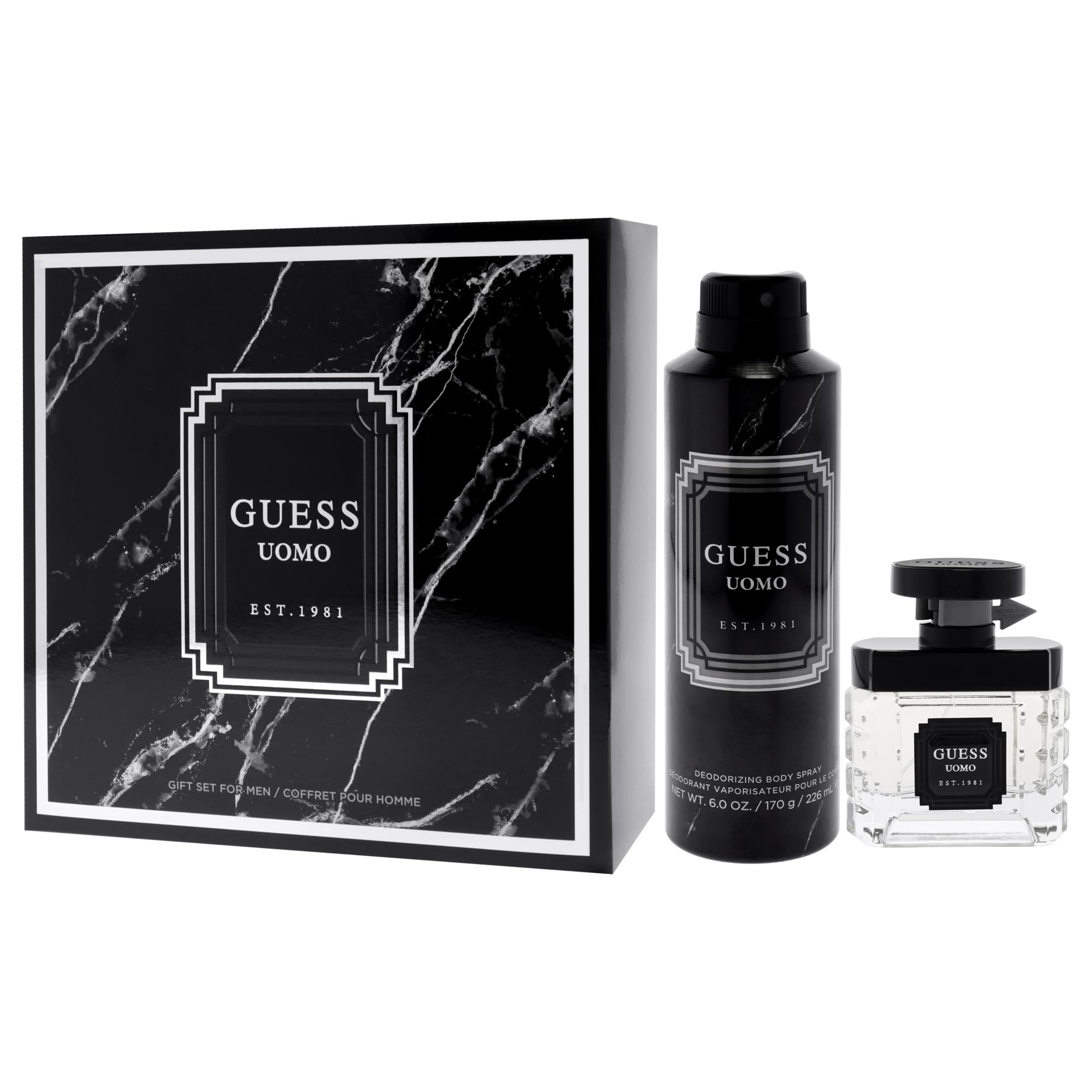 Guess Uomo by Guess for Men - 2 pezzi regalo set 1,7oz EDT spray, 6oz Deodorizing Body Spray