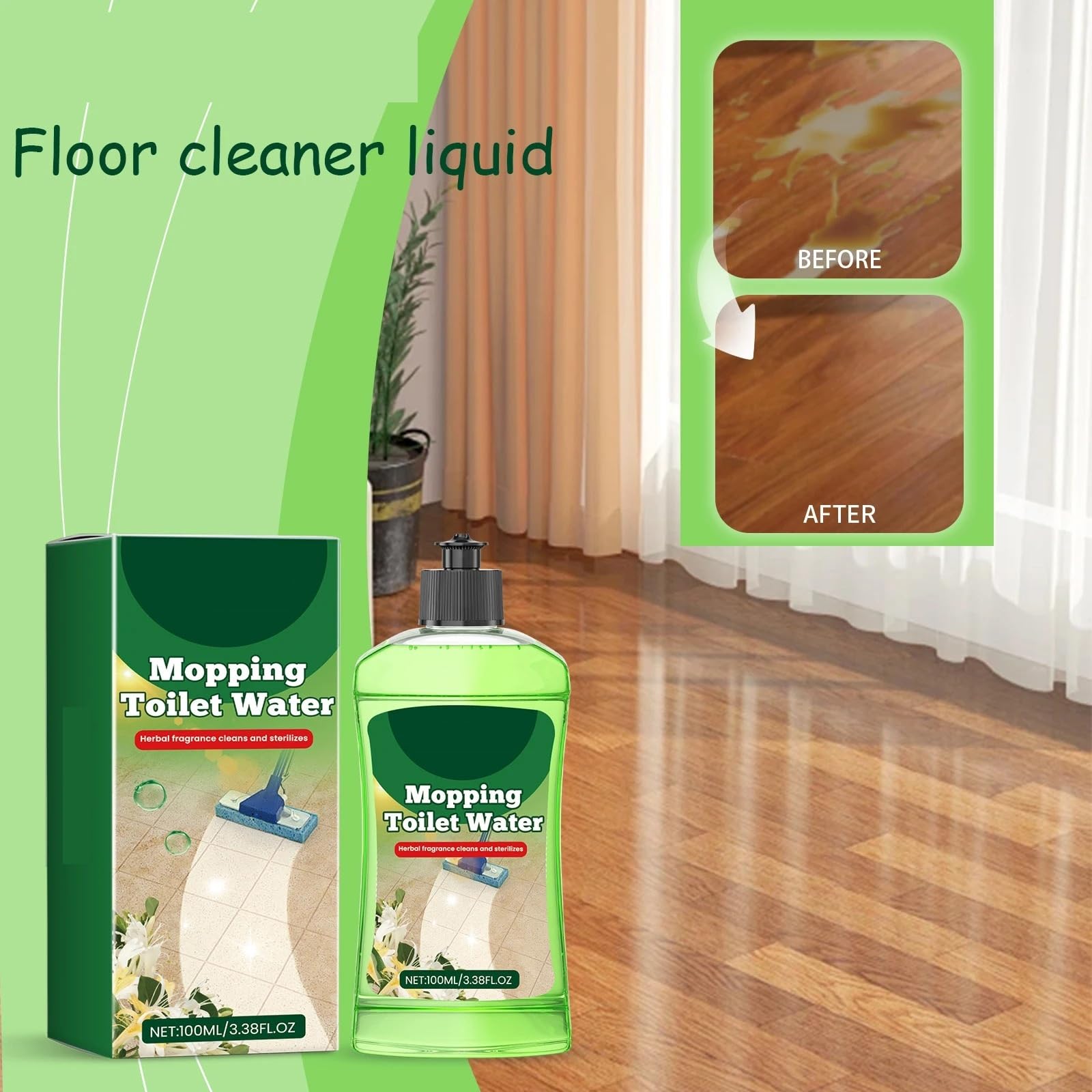 Fregado natural for inodoro, fregado de agua for pisos, baldosas de cerámica, eliminación de manchas, eliminación de malos olores, pulido de pisos, limpiador líquido(10pcs)