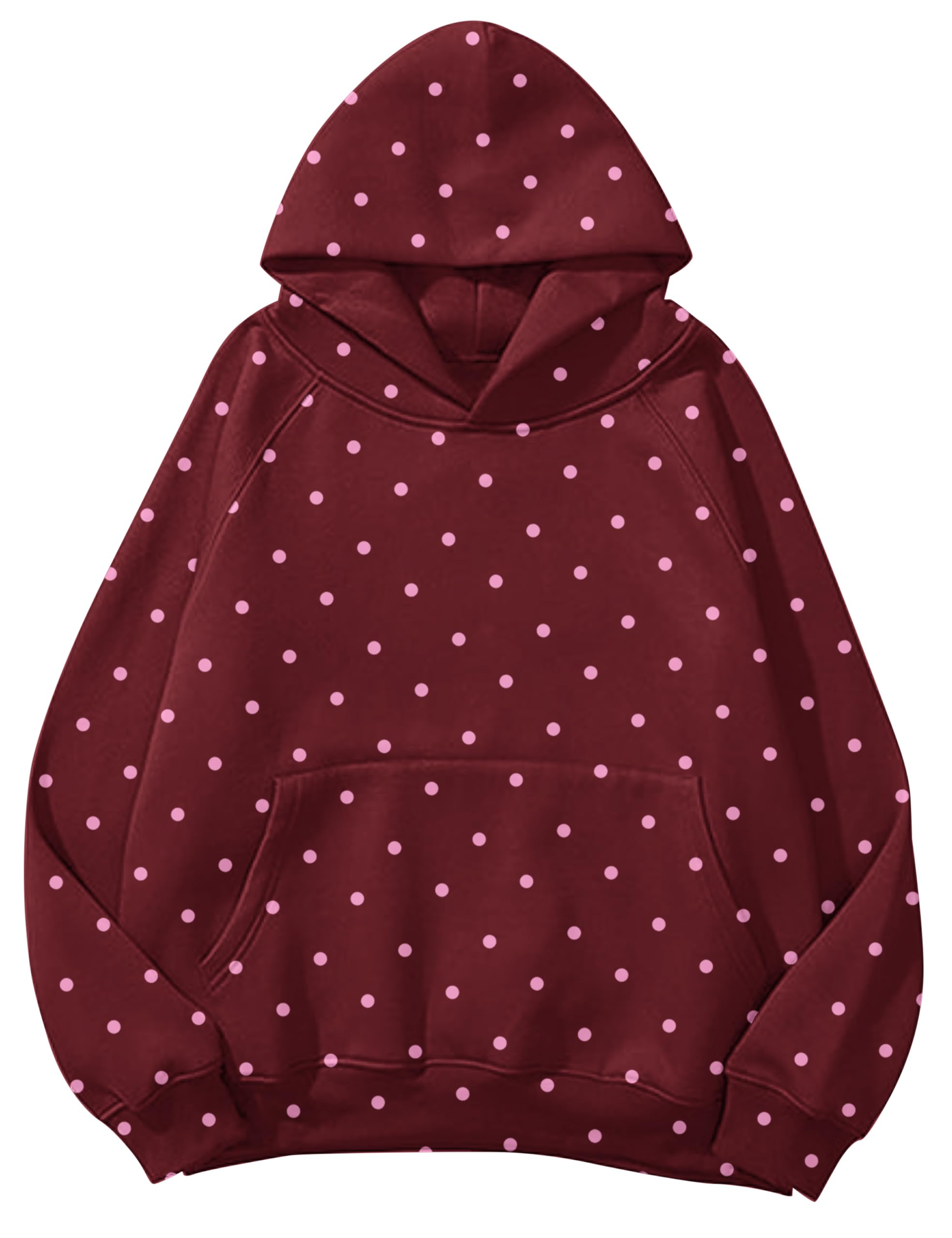 Lauweion Women Solid Basic Fleece Letter Loose Hoodie Sweatshirt Long Sleeve Kangaroo Pocket Drop Shoulder Pullovers Top