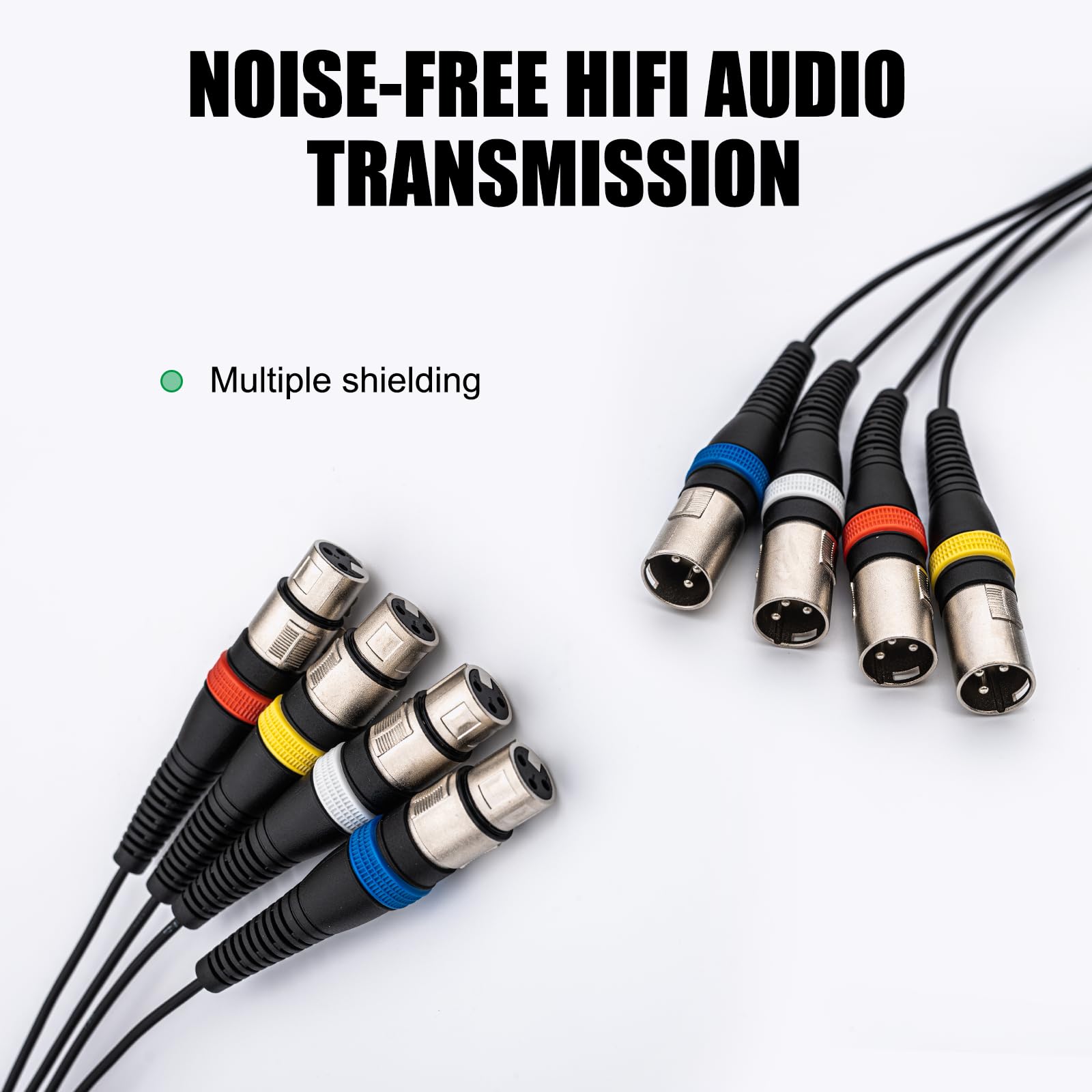 Cavi a serpente XLR a 4 canali da 6,1 m, 4 cavi patch per microfono XLR da maschio a femmina, cavo a serpente per registrazione audio, live, palcoscenico, studi