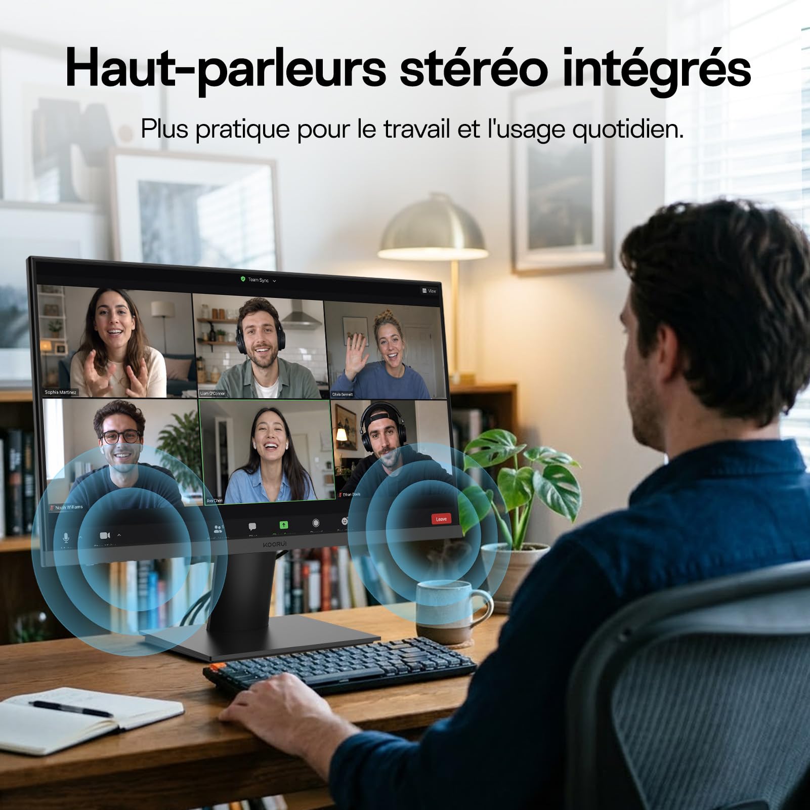 KOORUI Écran PC 32 Pouces 4K UHD, Dalle VA, Haut-parleurs intégrés