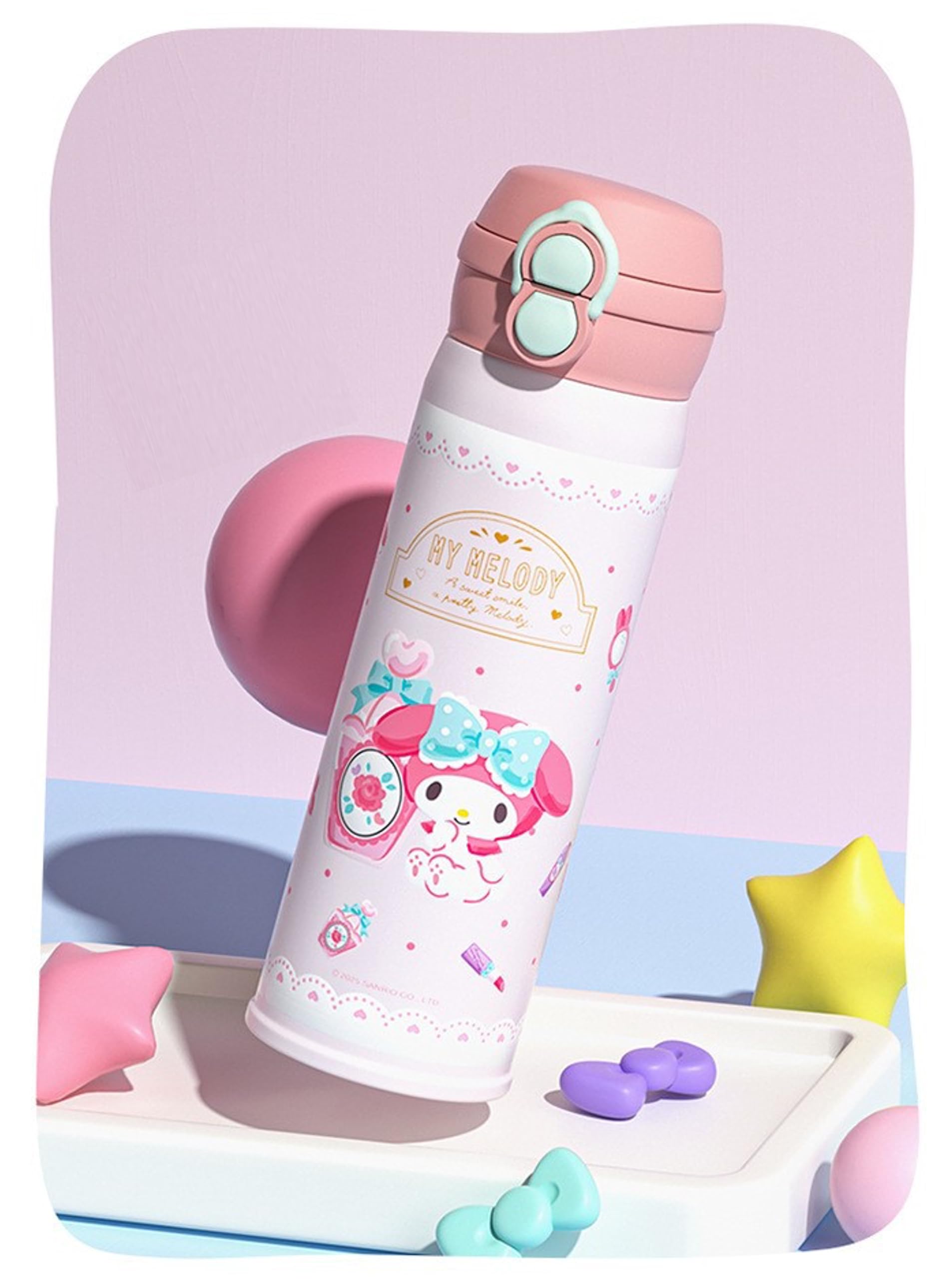 Garrafa de água isolada de aço inoxidável My Melody (Bica e palha