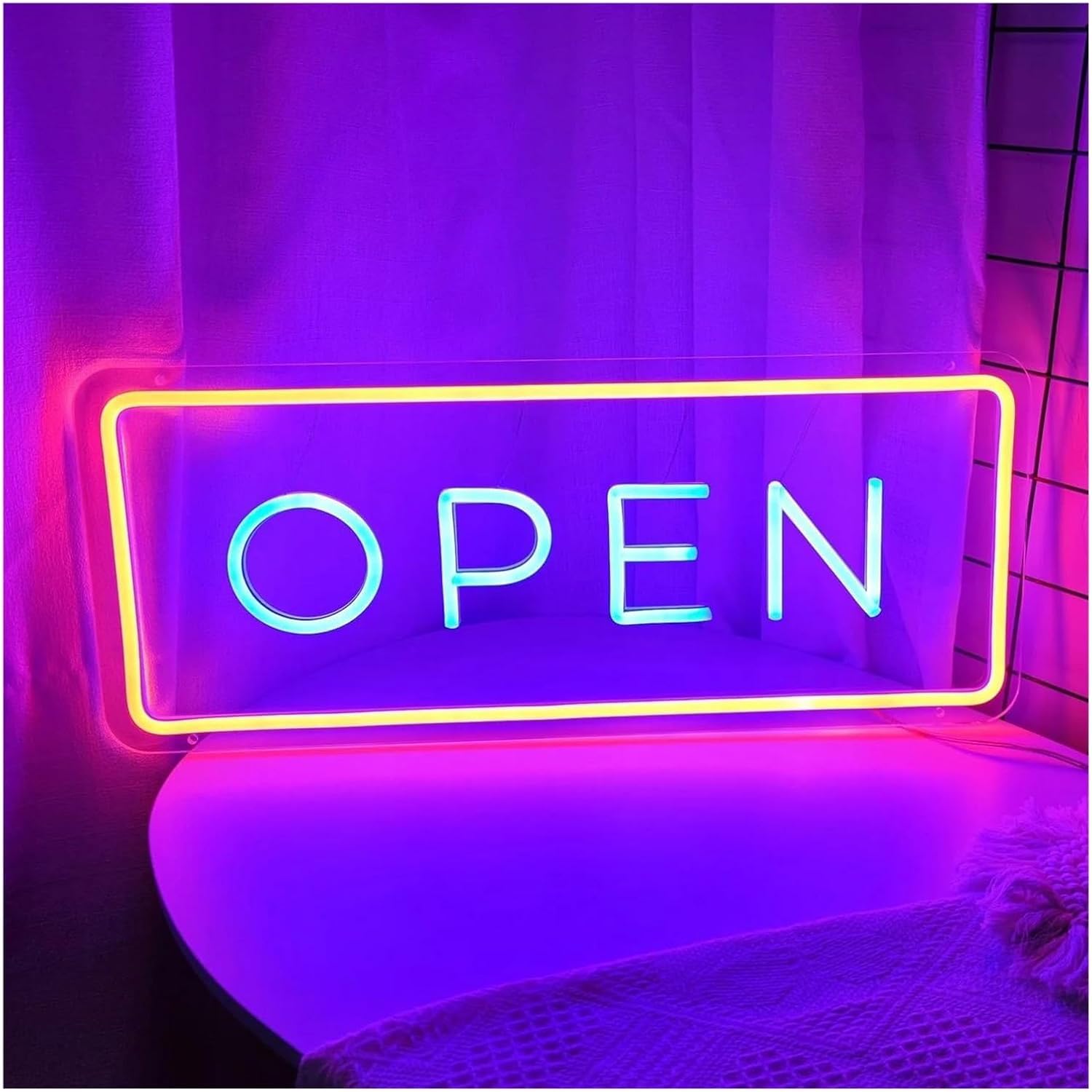 Zynther Neon lamp Neon Sign LED Open for Bar, Restaurant, Party, Hair Salon, Window 35cm X 8cm