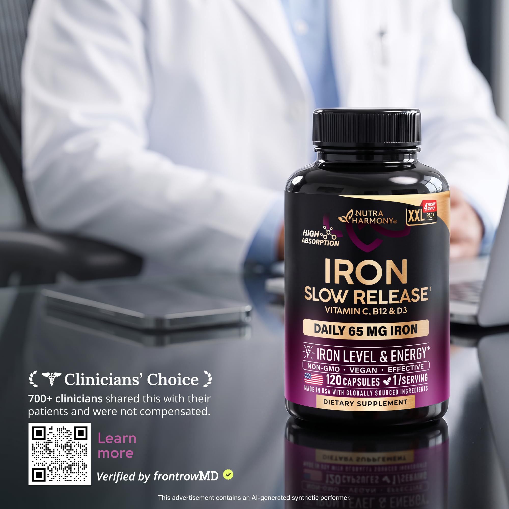 Iron Supplement for Women - Iron 65mg (Ferrous Sulfate 325mg) - 120 Caps — Amazon image 5