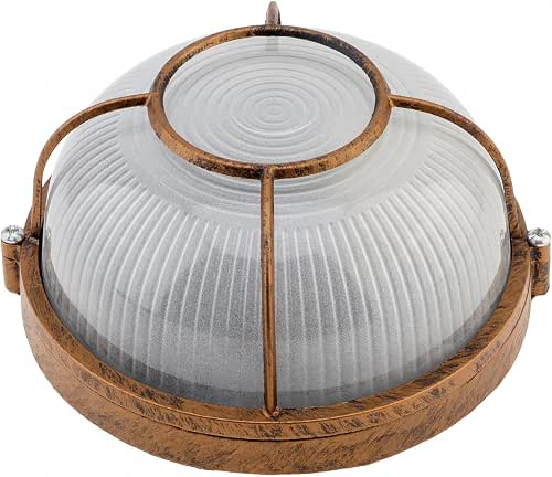 RTNLIT 7inch Sauna Light, Nautical Bulkhead Light Fixture, Antique Copper