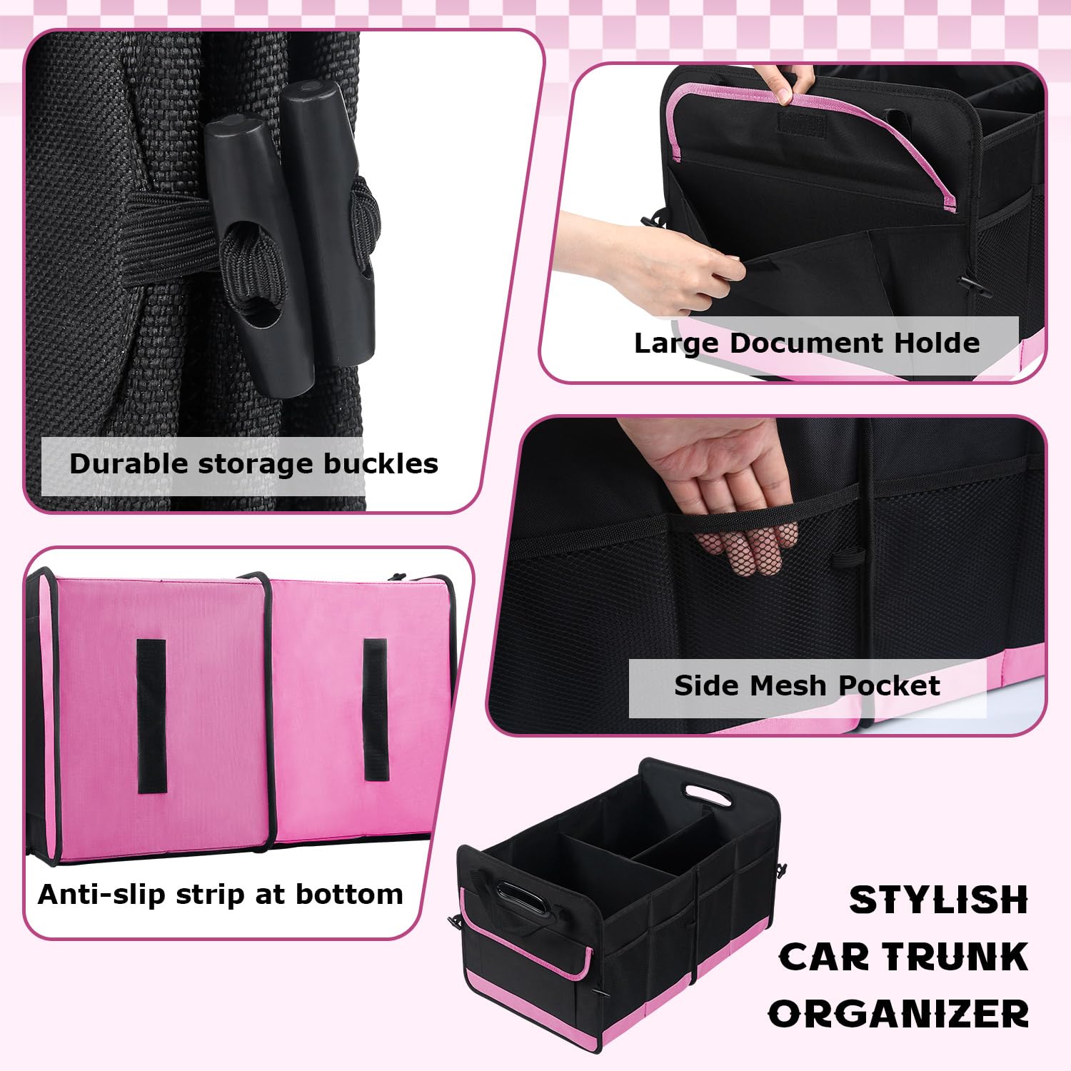 Car Trunk Organizer 72L Large Capacity Waterproof Auto Storage Organizer with Non-Slip Bottom Strips Collapsible Cargo Organizer for — view 4