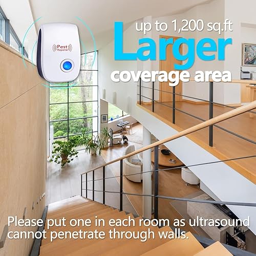Miniatura 7 de Pest Repeller ultrasónico original 2024 para interiores con paquete de 6 – Seguro para humanos y mascotas – Control de plagas para el hogar,