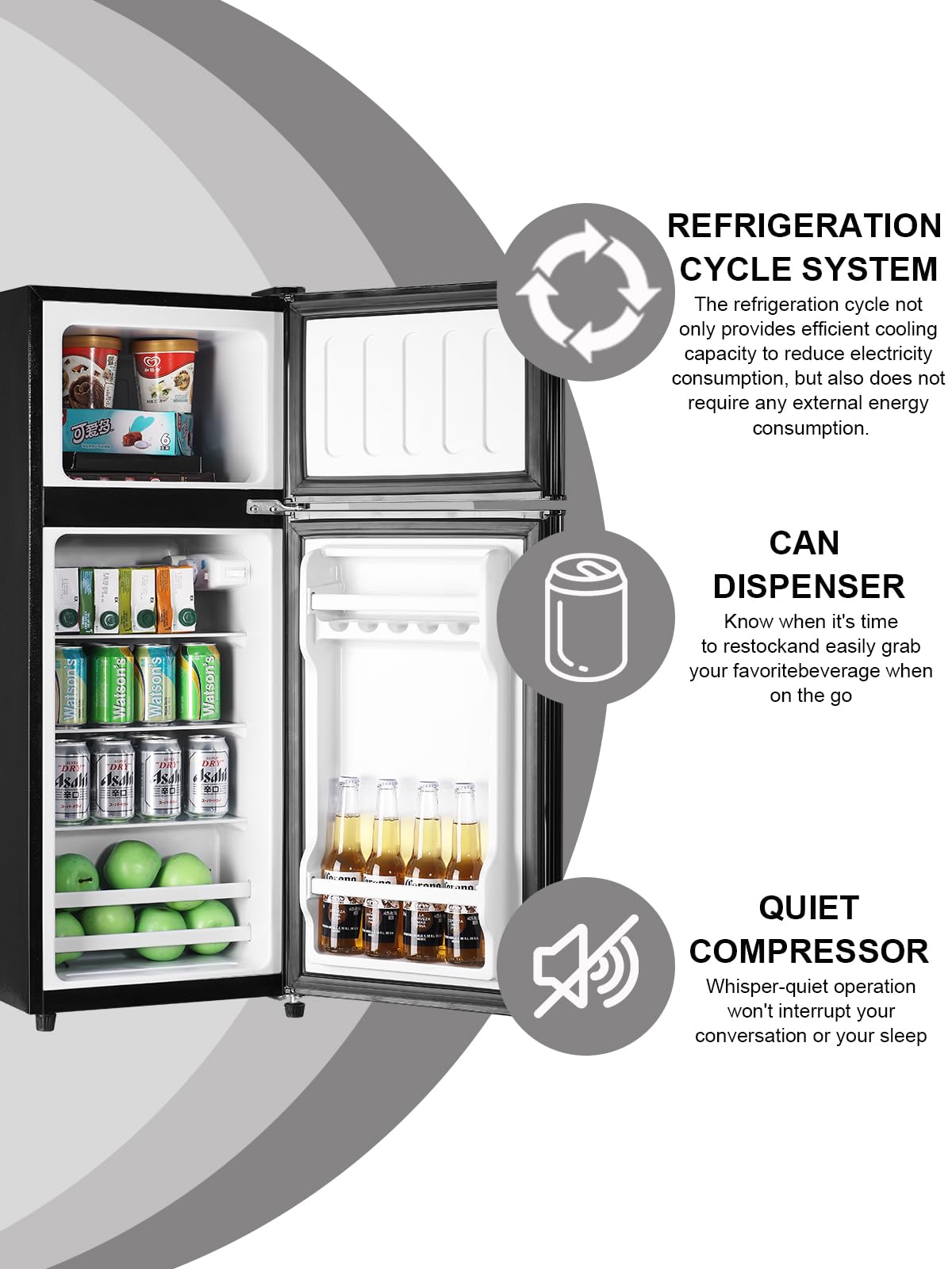 KRIB BLING Refrigerator with Freezer 3.8 Cu.Ft with 7 Level Adjustable Thermostat Control 2 Door Lock Fresh Energy Saving Top-Freezer Compact Refrigerator Black on Fridge.com