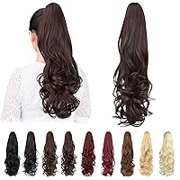 Vista 21 de Extensión de cola de caballo, extensiones de cabello con clip de garra de 16 pulgadas, extensiones de cabello corto rizado, extensión de cola