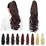 ShulaSHOP ponytail extension,22 claw clip hair extensions ponytail Long curly hair ponytail Extension Natural Looking Synthetic Hairpiece for Women Dark Brown