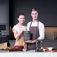 Vista 8 de Juego de Molinillo Eléctrico de Sal y Pimienta de Acero Inoxidable con Base Recargable y Luz LED - Molinillos de Pimienta Automáticos Rellenables