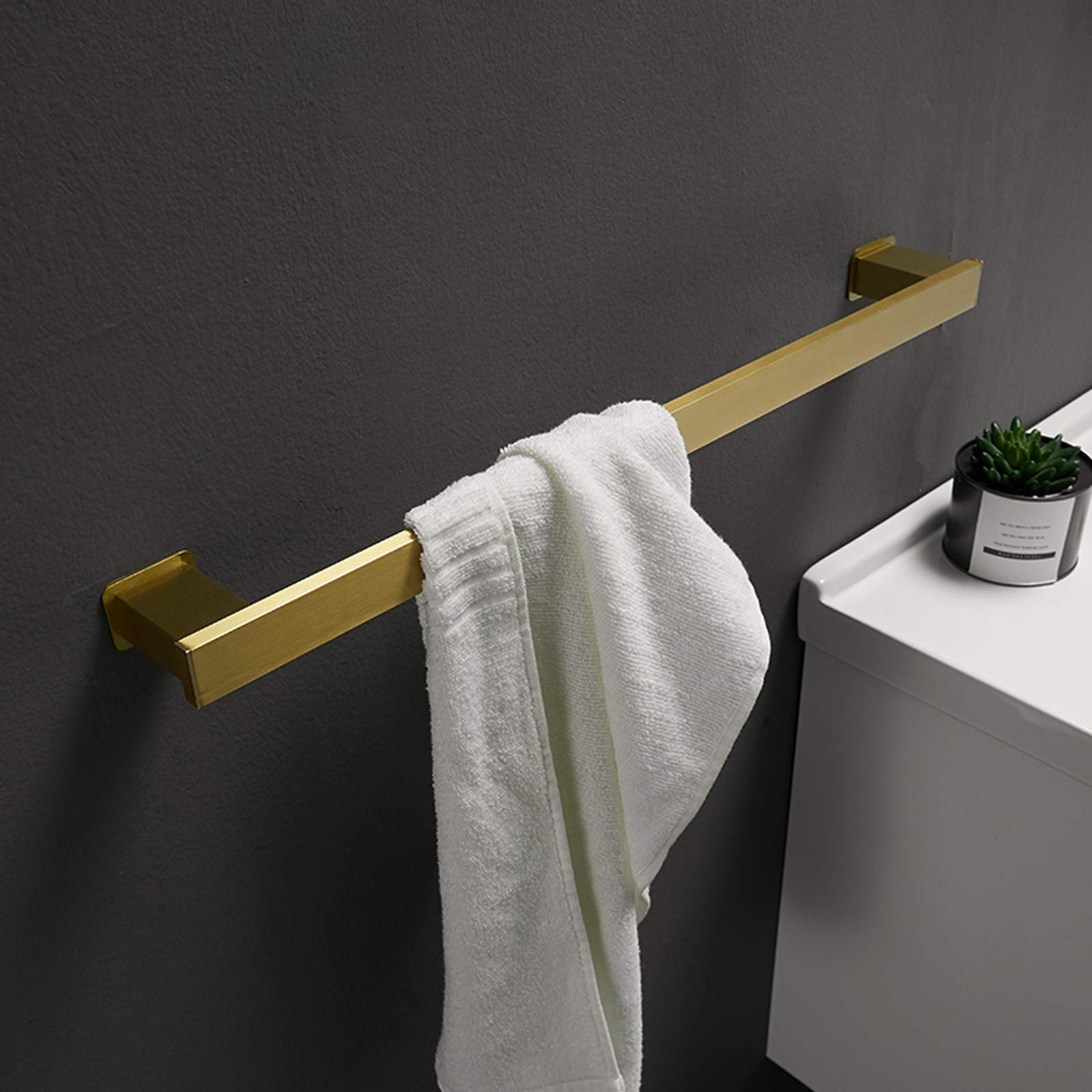 NEECS Porte-Serviettes, Auto-adhésif ou à vis, Porte-Serviettes en Aluminium brossé doré, Traitement de Surface Poli, Porte-Serviettes Mural pour Salle de Bain/Salle de Bain de 40 cm (co