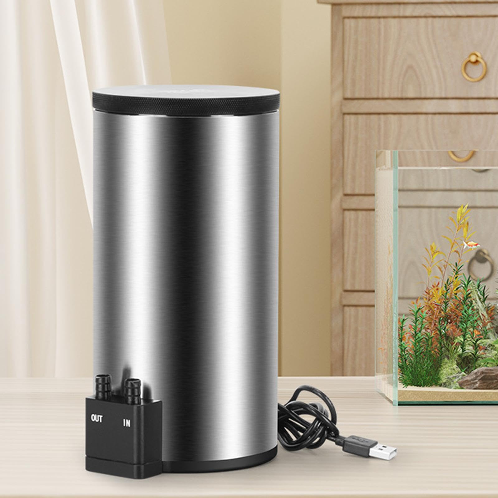 Filtro Externo para Acuario con Entrada Y Salida Inferiores de Filtración Silenciosa Estructura Ligera Y Compacta Hecho en Acero Inoxidable Ad, 20cmx10cm