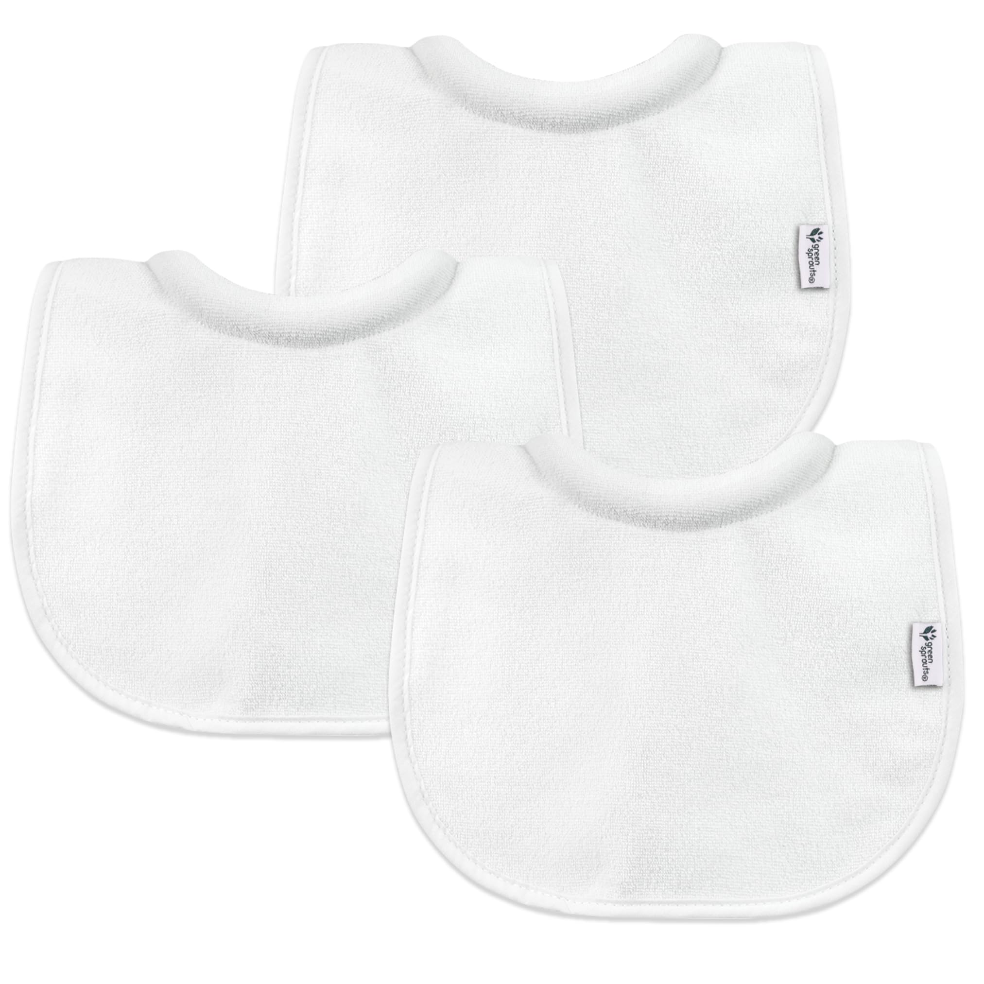 Stay-Dry Milk-Catcher Bibs (3 Pack) - White - 0-6M