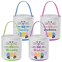 Vista 8 de Touber - Cestas de Pascua personalizadas para niños, paquete de 2 canastas de conejo de Pascua, regalos de Pascua, canastas de caza de huevos