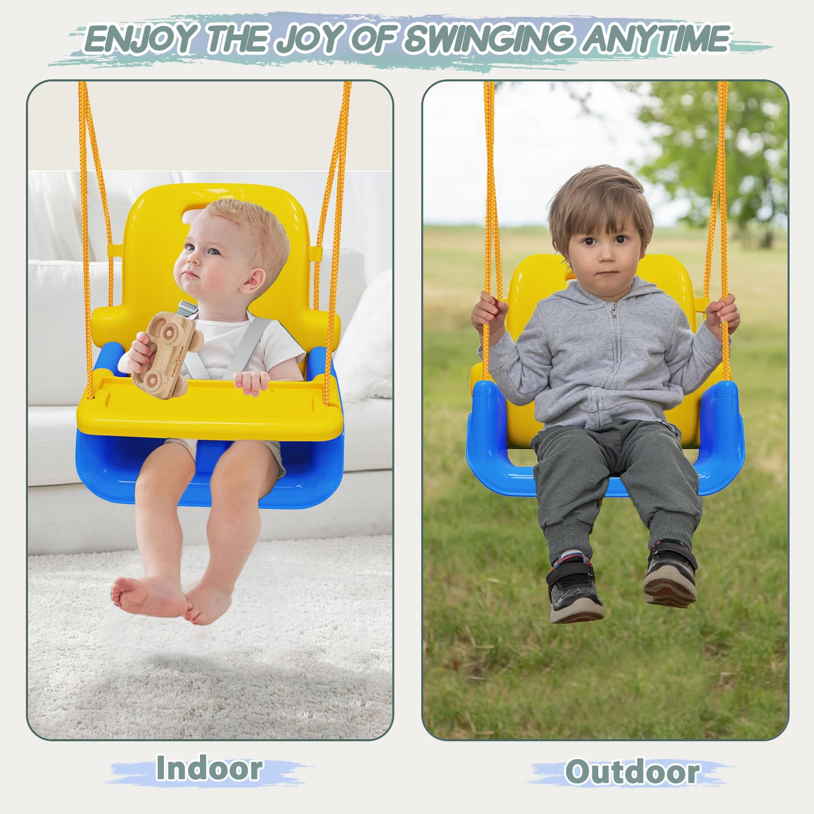 Columpio Infantil 2 en 1 para Bebés y Niños con Cinturón Seguridad Columpio Infantil 2 en 1 para Bebés y Niños con Cinturón Seguridad