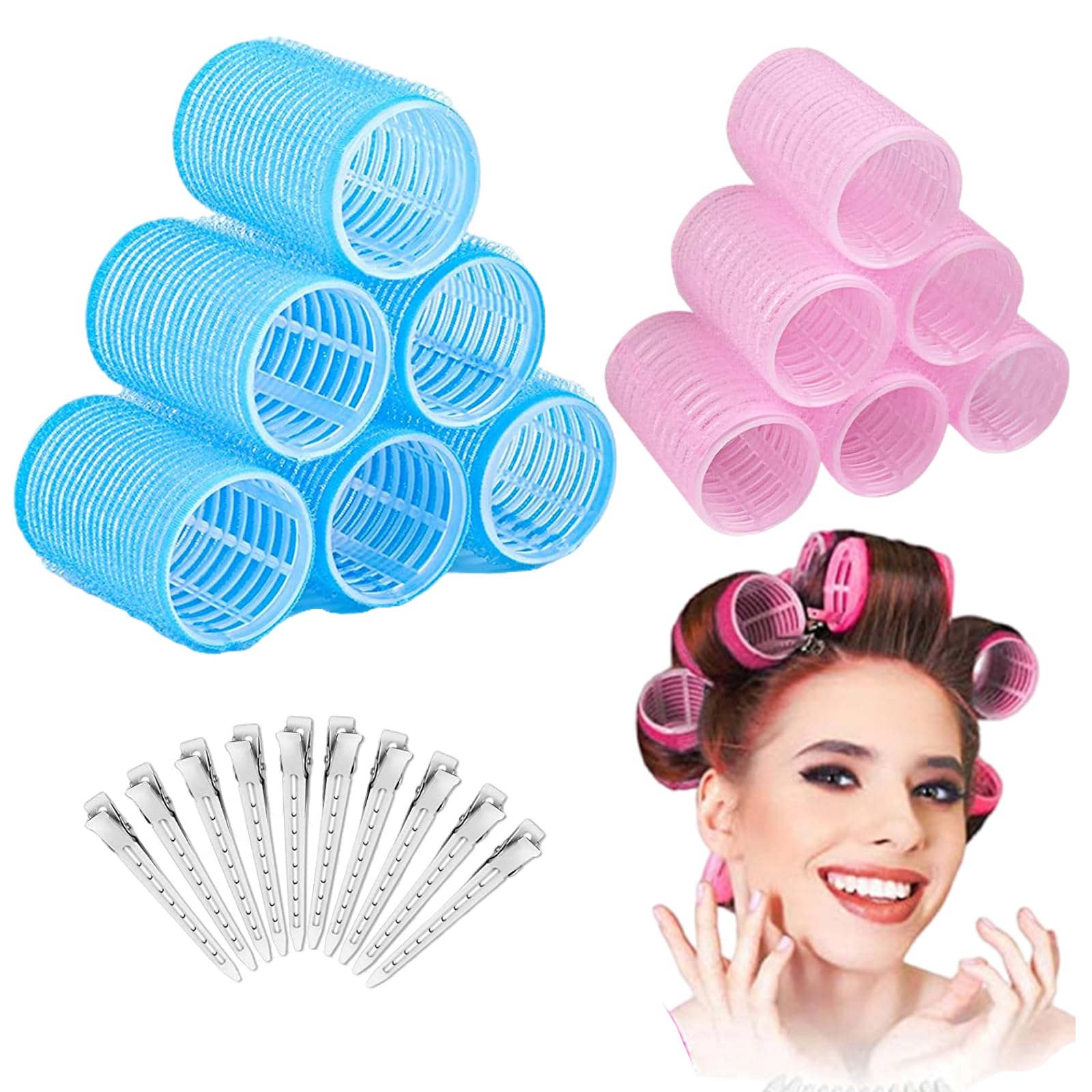 Bakiauli Lockenwickler Set – 6 Stück, Selbsthaftend, Ohne Hitze, Für Lange & Kurze Haare