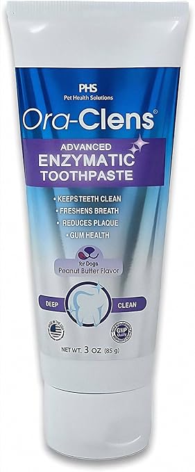 Advanced Enzymatic Toothpaste – Safe and Natural Dog Oral Care Toothpaste – Freshens Breath, Fights Plaque and Reduces Tartar – Tasty Peanut Butter Flavor – 3 Oz