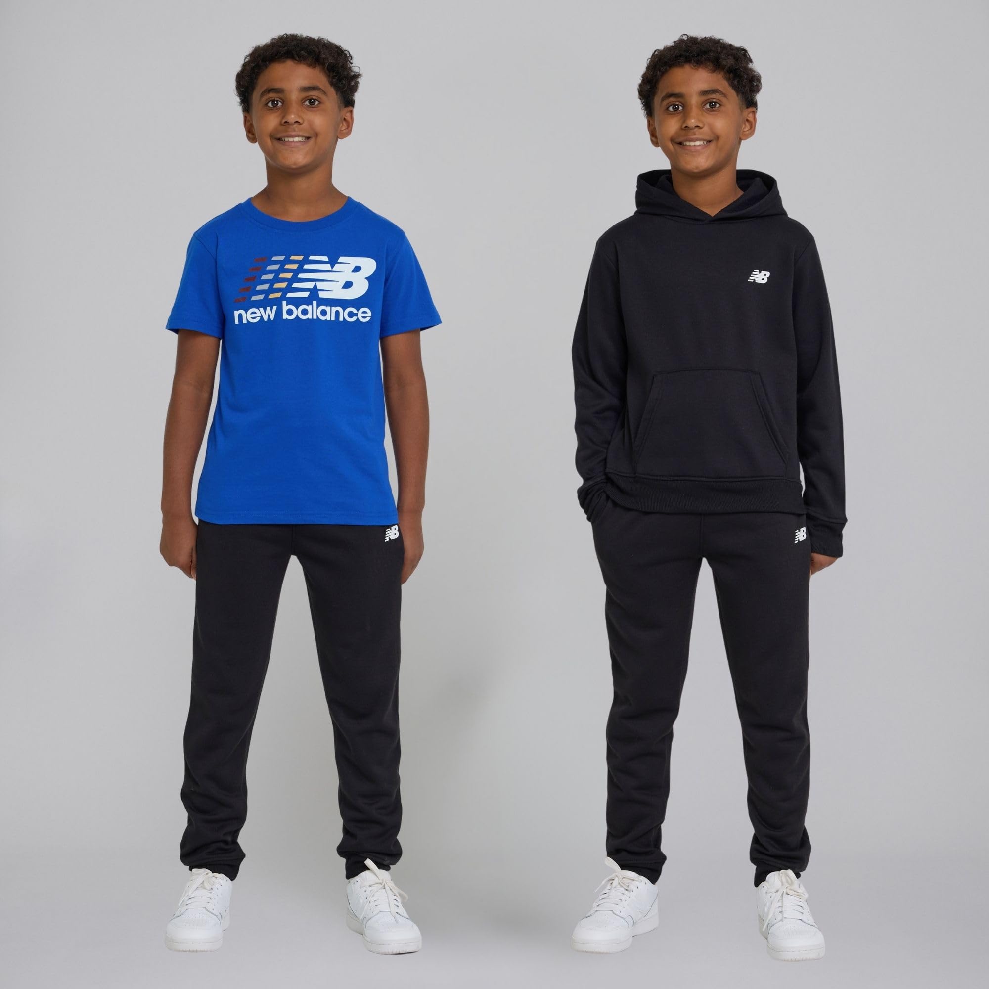 New Balance Tuta per ragazzi e bambini, 3 pezzi, felpa con cappuccio, t-shirt, jogger, in morbido pile misto cotone (2T-12)