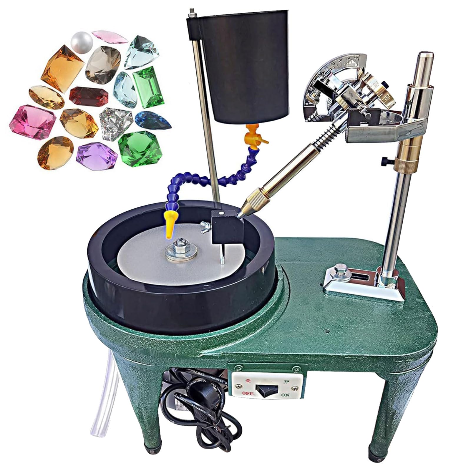 Machine à facettes pour Pierres précieuses, équipement lapidaire pour polisseuse de Roche de 8 Pouces avec Vitesse réglable de 2800 TR/Min, Machine de découpe de Pierres précieuses (Normal)