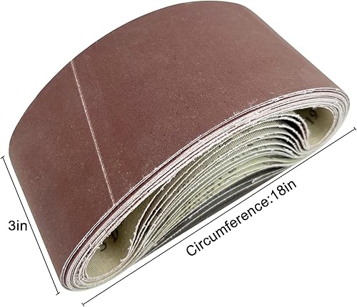 Miniatura 5 de 16 correas de lijado de 3 x 18 pulgadas, 2 de cada uno de granos 8001000, 3 de cada uno de granos 80120240400, banda lijadora de óxido de aluminio