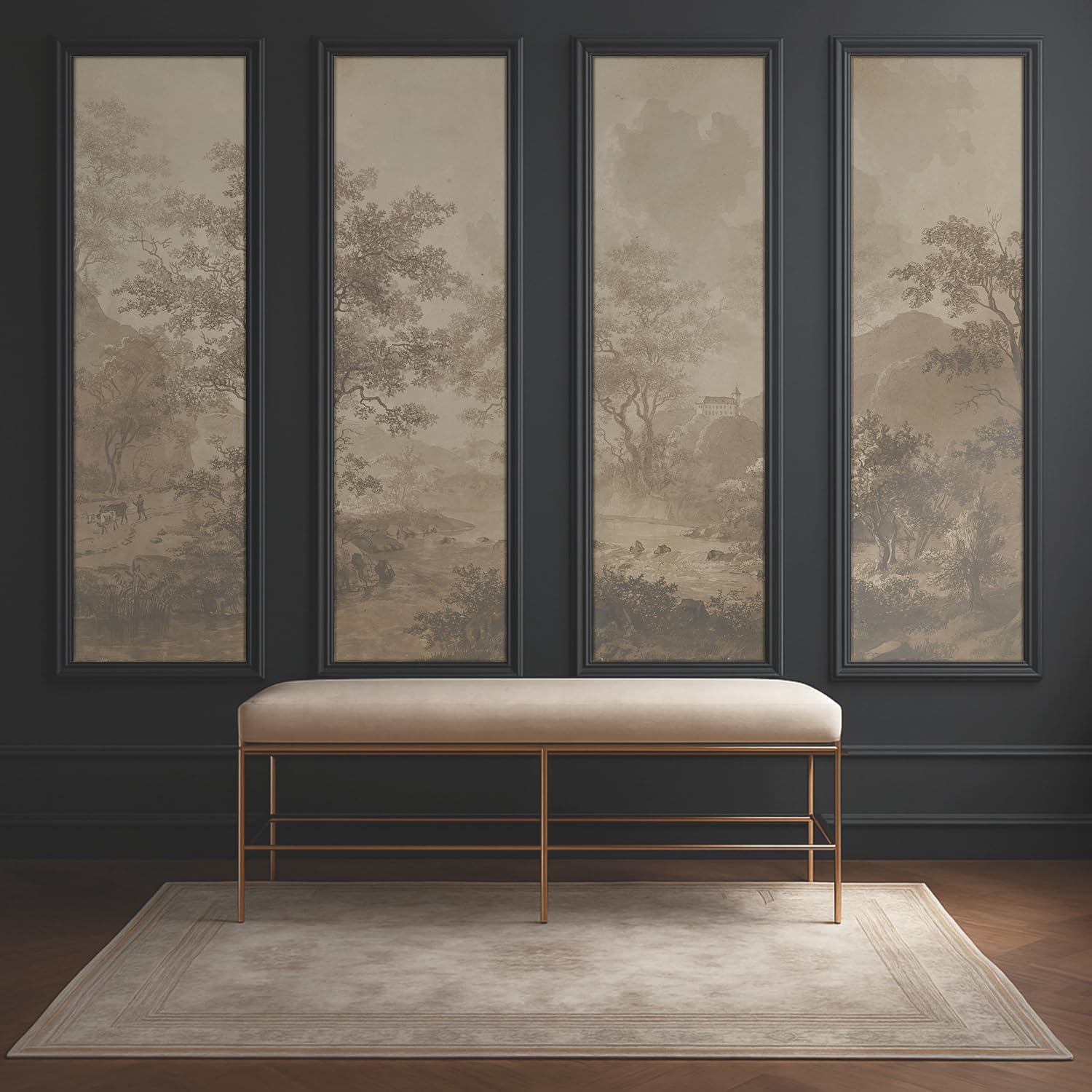 MUDECOR Wall Mural Classic Landscape with Trees and River Not Peel and Stick, Non-Woven Wallpaper Wall Decoration for Bedroom Living Room - 132"x192"